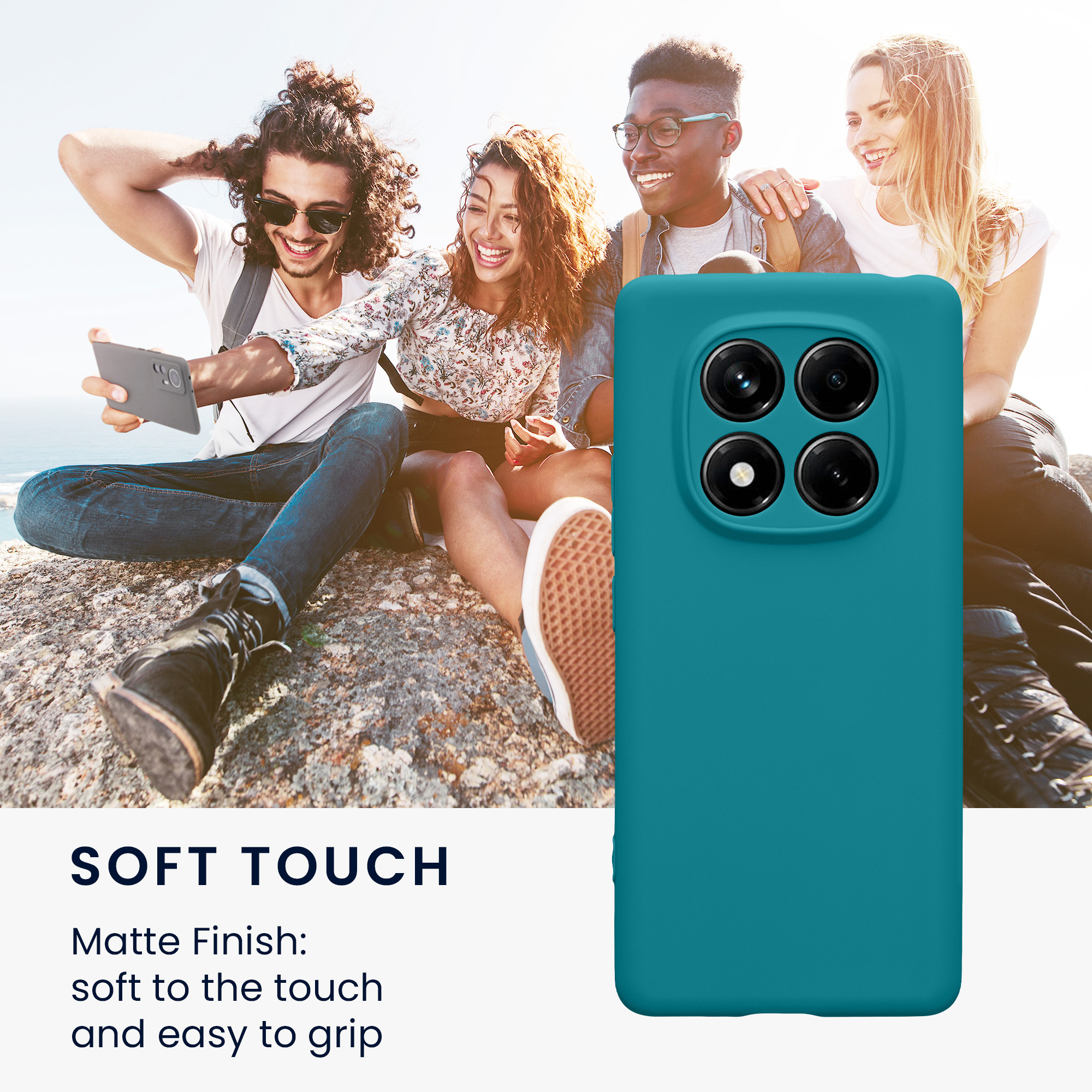 Kryt Xiaomi Redmi Note 14 Pro 4G silikonový TPU modrozelená matná kwmobile