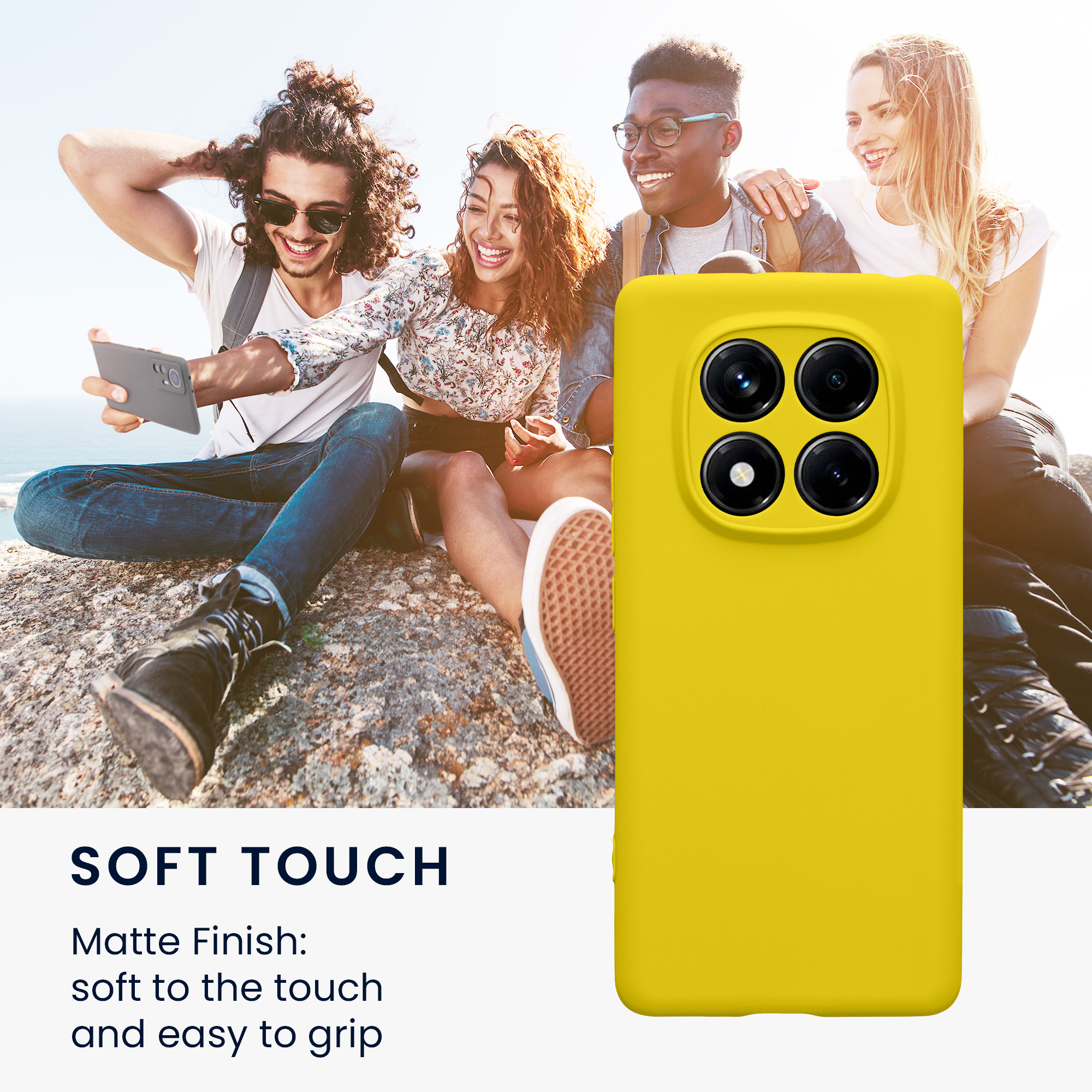 Kryt Xiaomi Redmi Note 14 Pro 4G silikonový TPU zářivě žlutá kwmobile