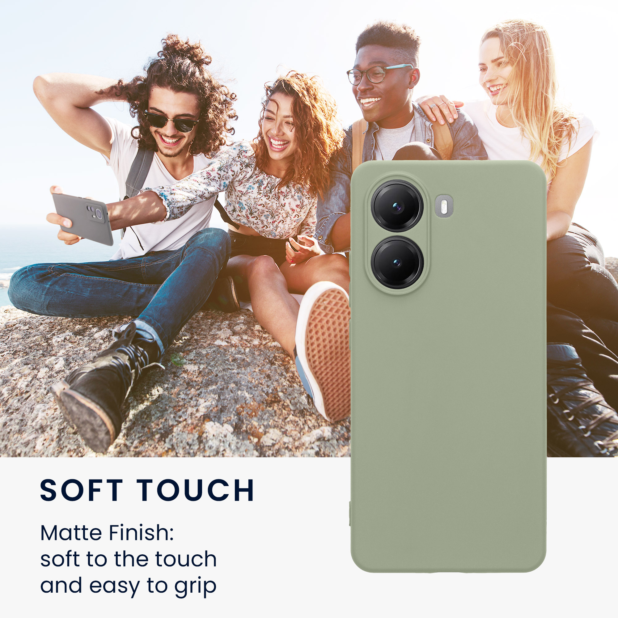 Kryt na mobil Xiaomi Poco X7 Pro 5G, tenký - kwmobile, šedozelený