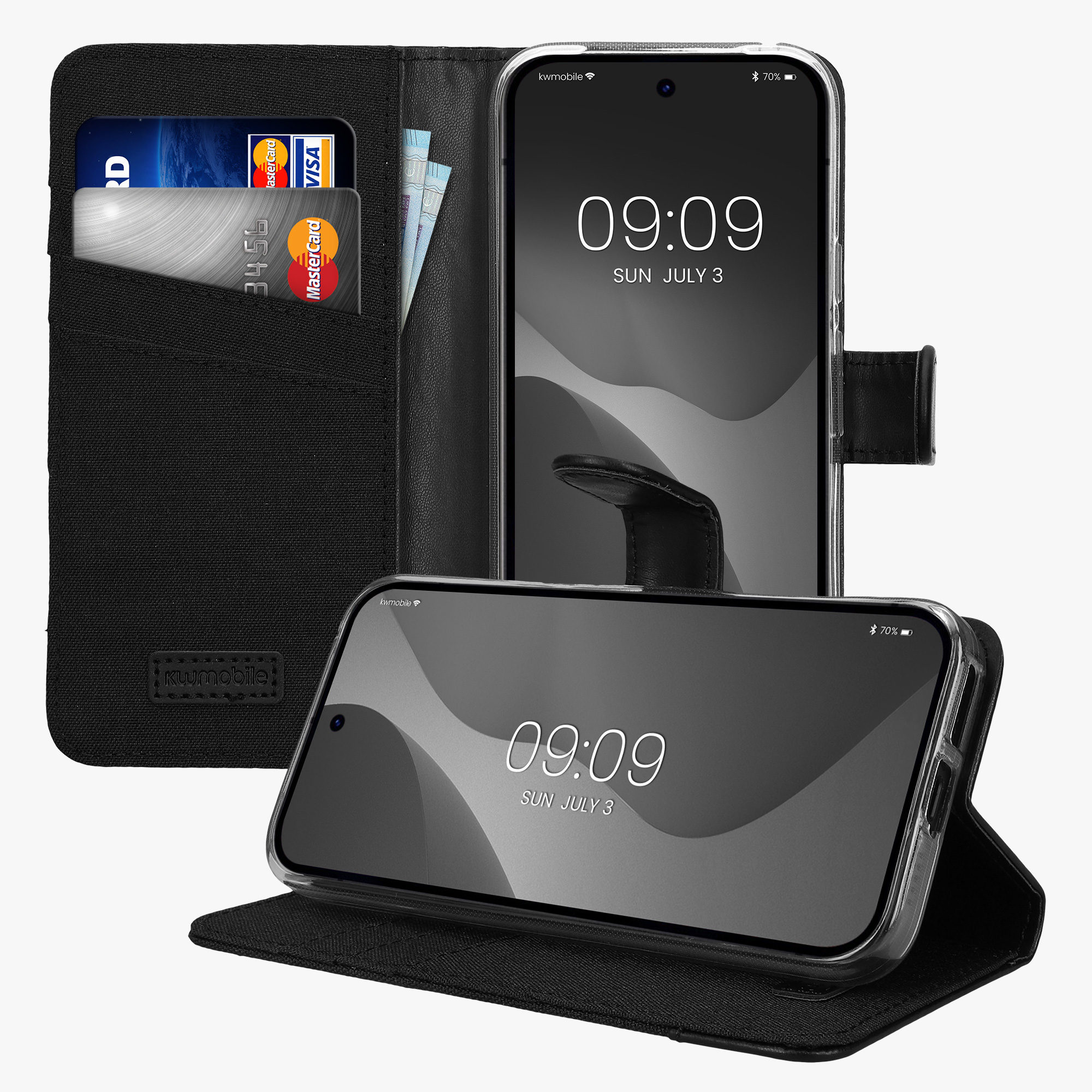 Flipové pouzdro kwmobile pro Google Pixel 9a - antracitová / černá