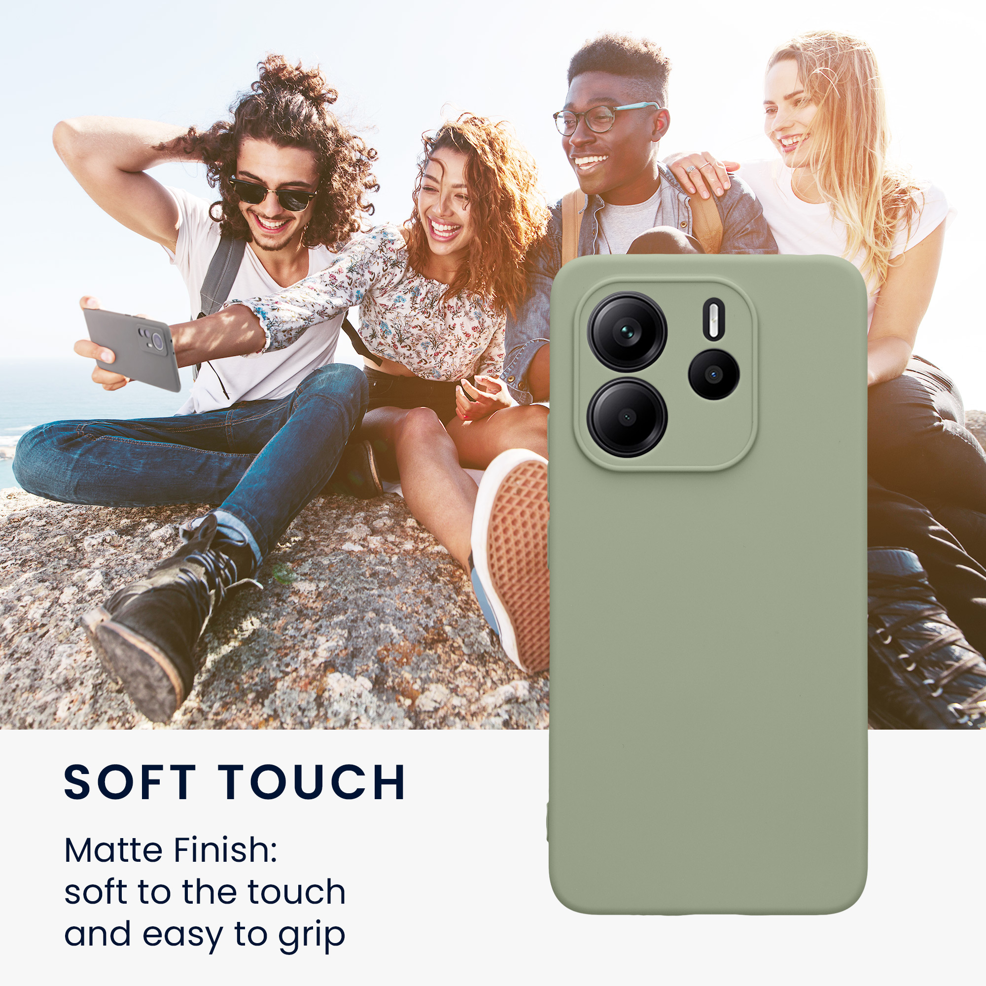 Kryt Xiaomi Redmi Note 14 4G (není pro 5G) silikonový TPU šedozelená kwmobile