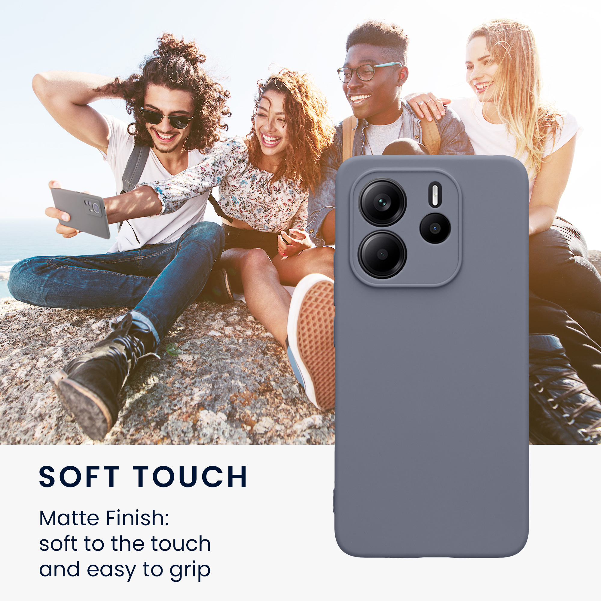 Kryt Xiaomi Redmi Note 14 4G (není pro 5G) silikonový TPU modrá kwmobile