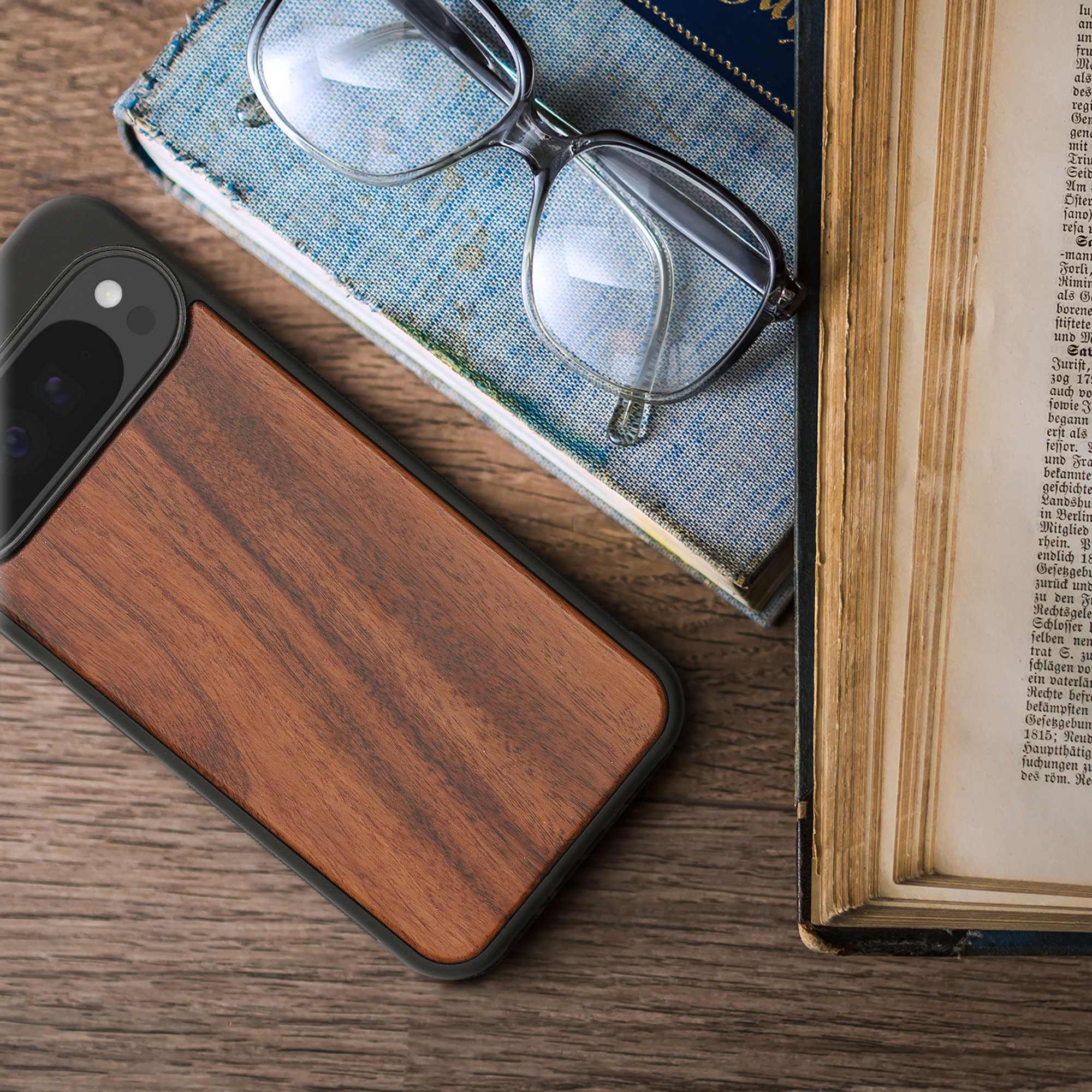Dřevěný kryt kwmobile pro Google Pixel 10 Pro XL - vintage hnědá / hnědá