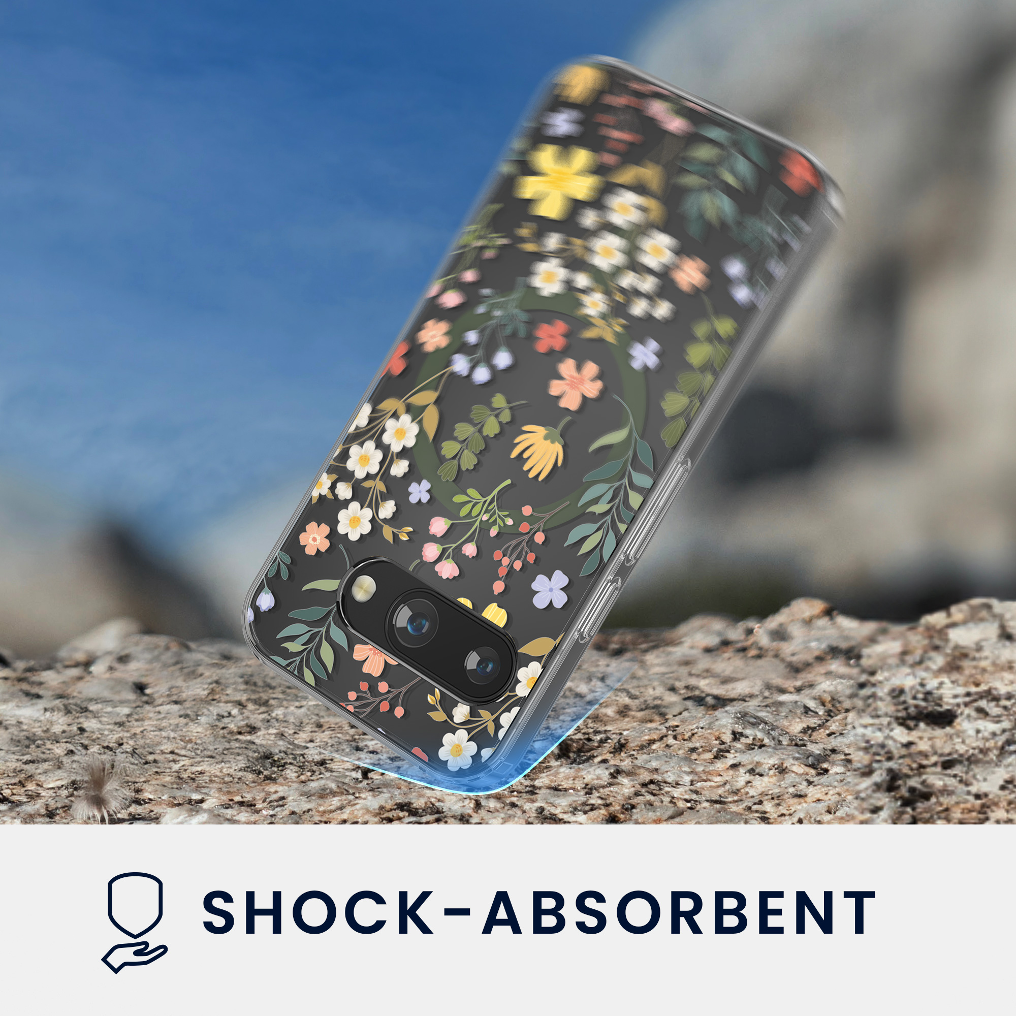 Čiré pouzdro na telefon pro Google Pixel 9a kwmobile MagSafe TPU - motiv okouzlující květiny