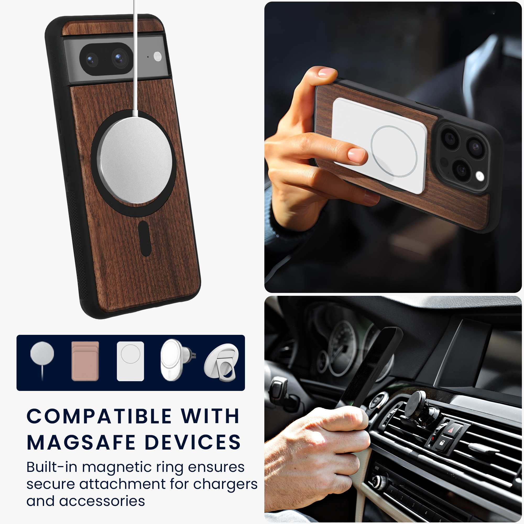 TPU kryt kwmobile Google Pixel 8 - Dark Brown wood