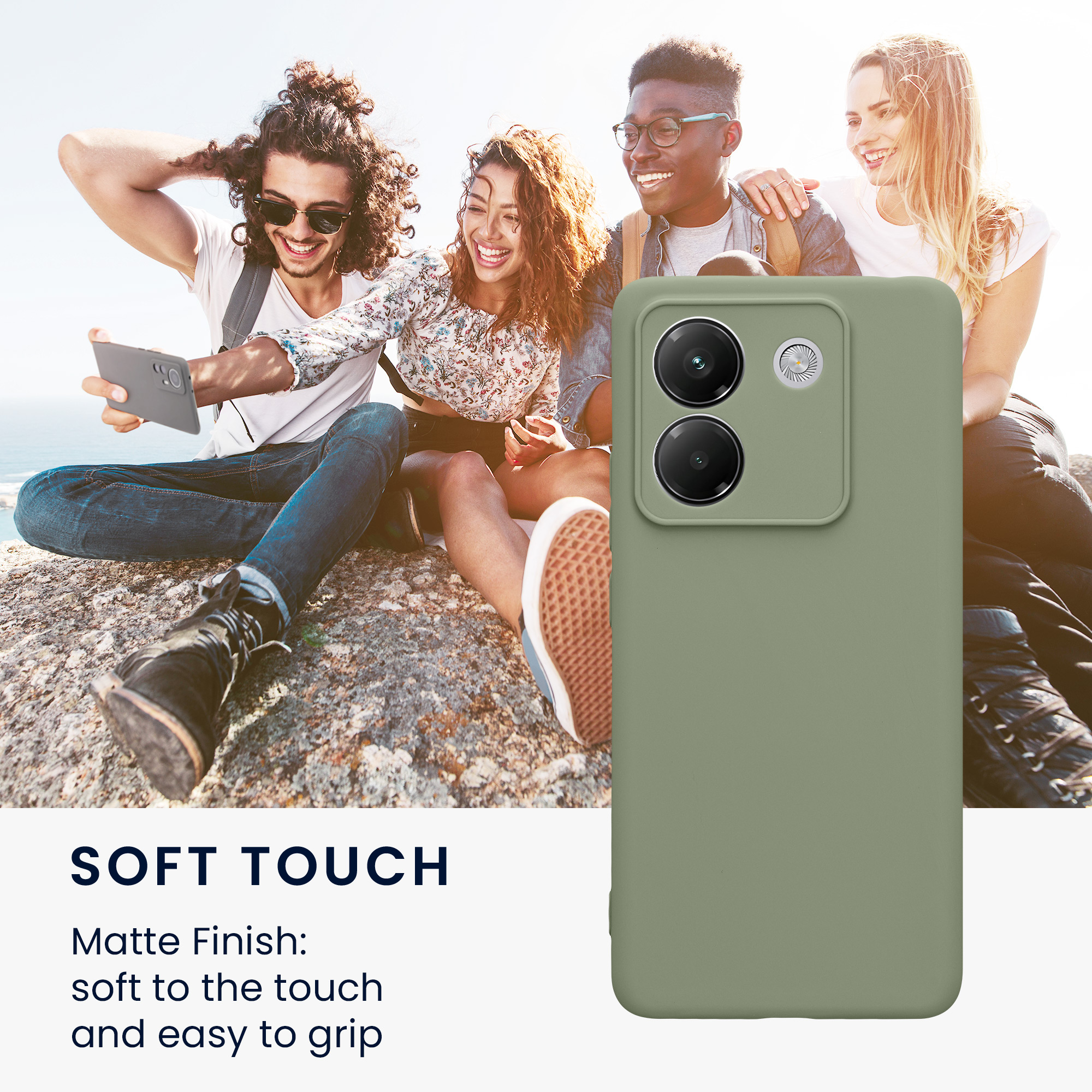 Kryt Xiaomi Poco M7 pro 5G silikonový TPU šedozelená kwmobile