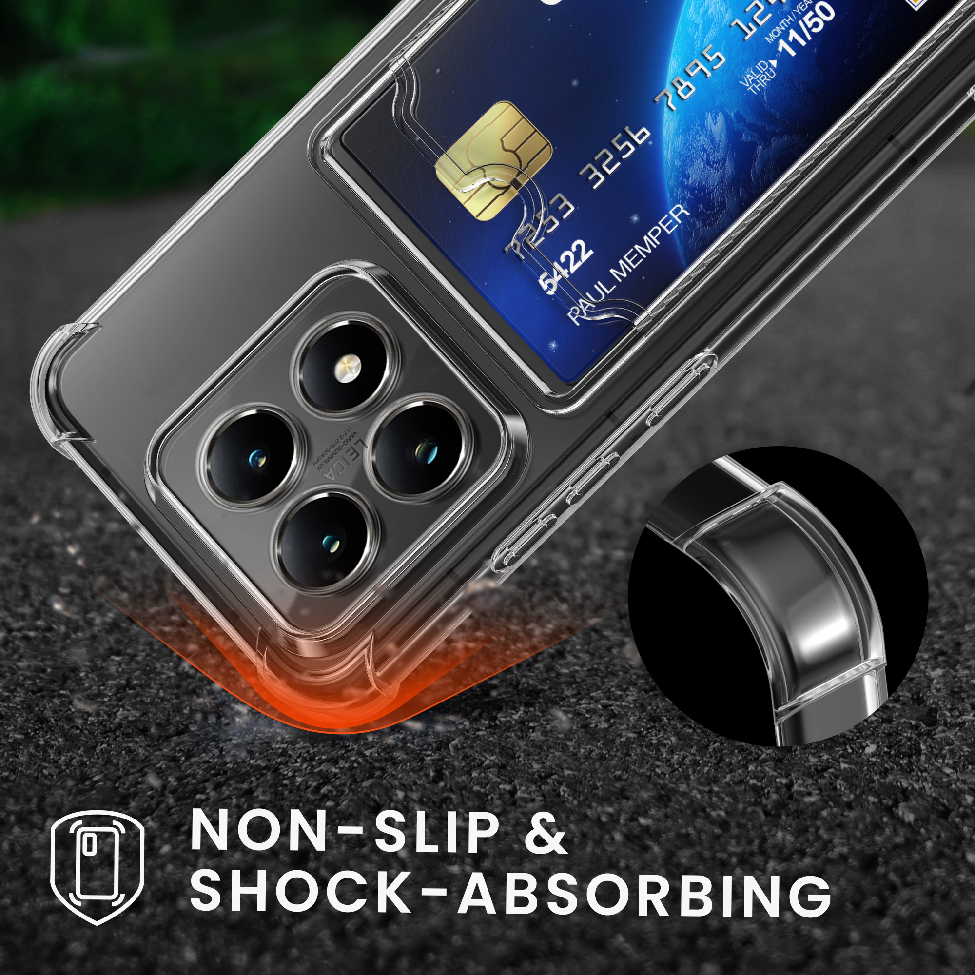 Kryt na mobil Xiaomi 14T kwmobile Card Slot transparentní