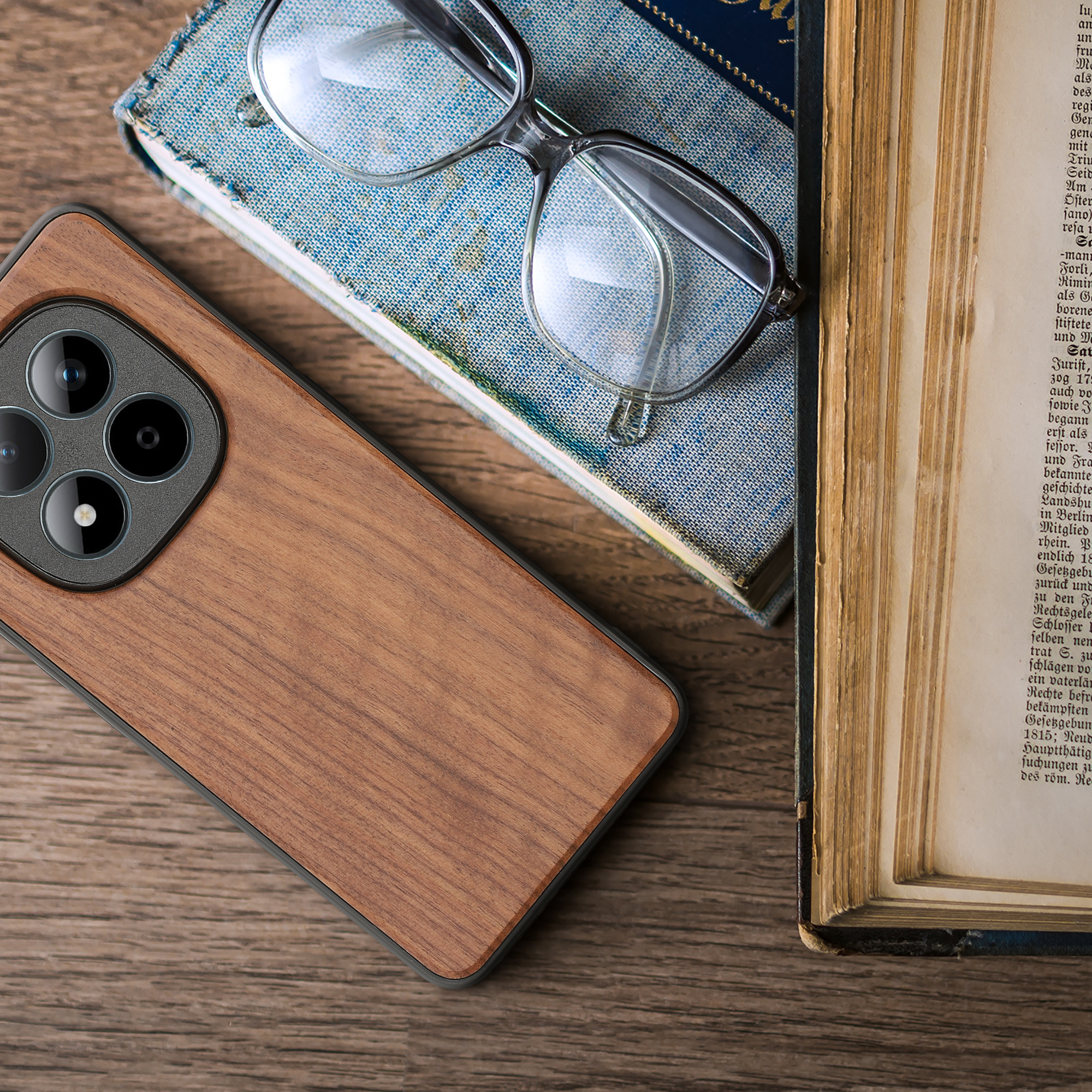 Dřevěné pouzdro pro Xiaomi Redmi Note 15 Pro 4G kwmobile - tvrdý obal v tmavě hnědé barvě
