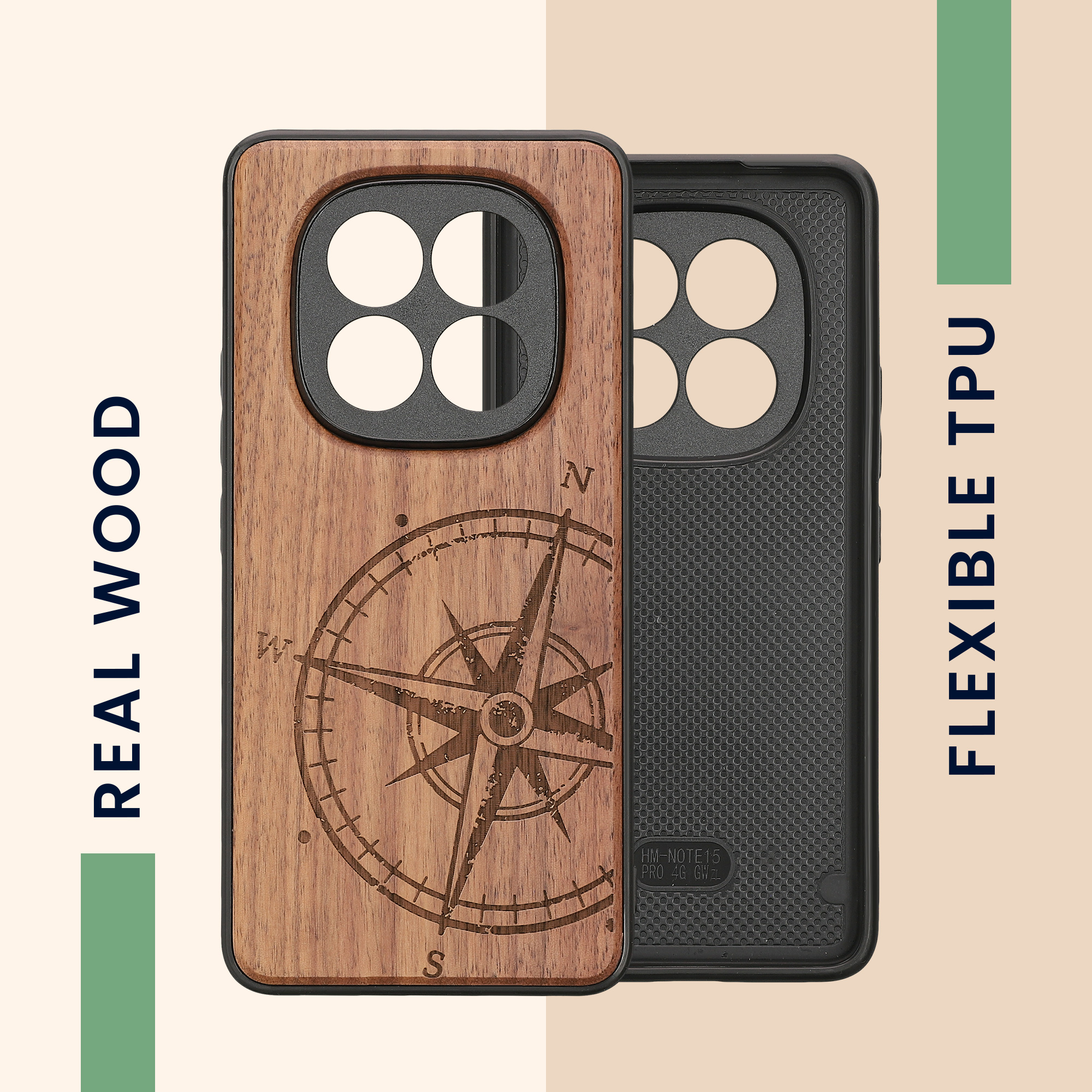 Dřevěné pouzdro pro Xiaomi Redmi Note 15 Pro 4G kwmobile - tvrdý obal v tmavě hnědé barvě