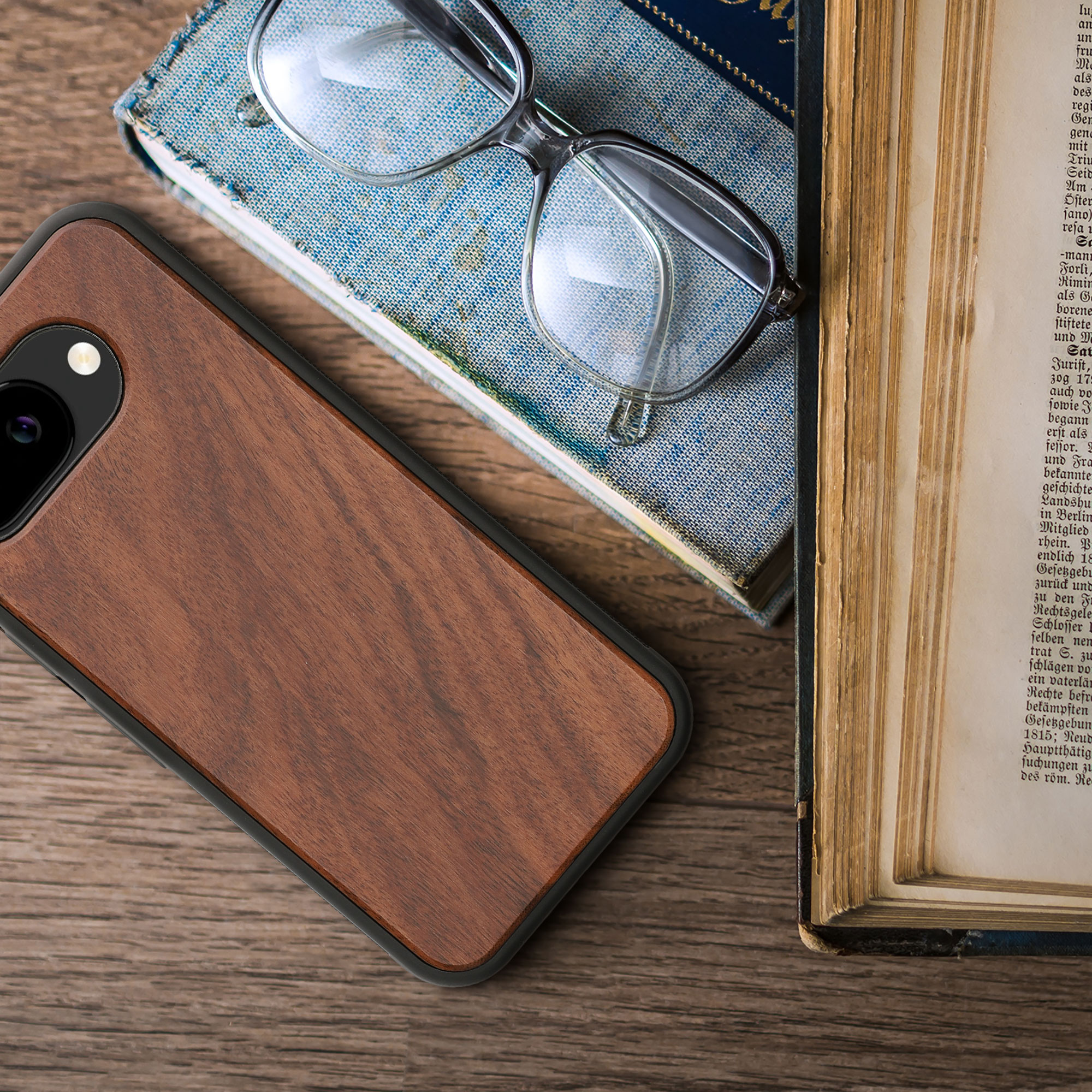 Dřevěný kryt kwmobile pro Google Pixel 10a - vintage hnědá / hnědá