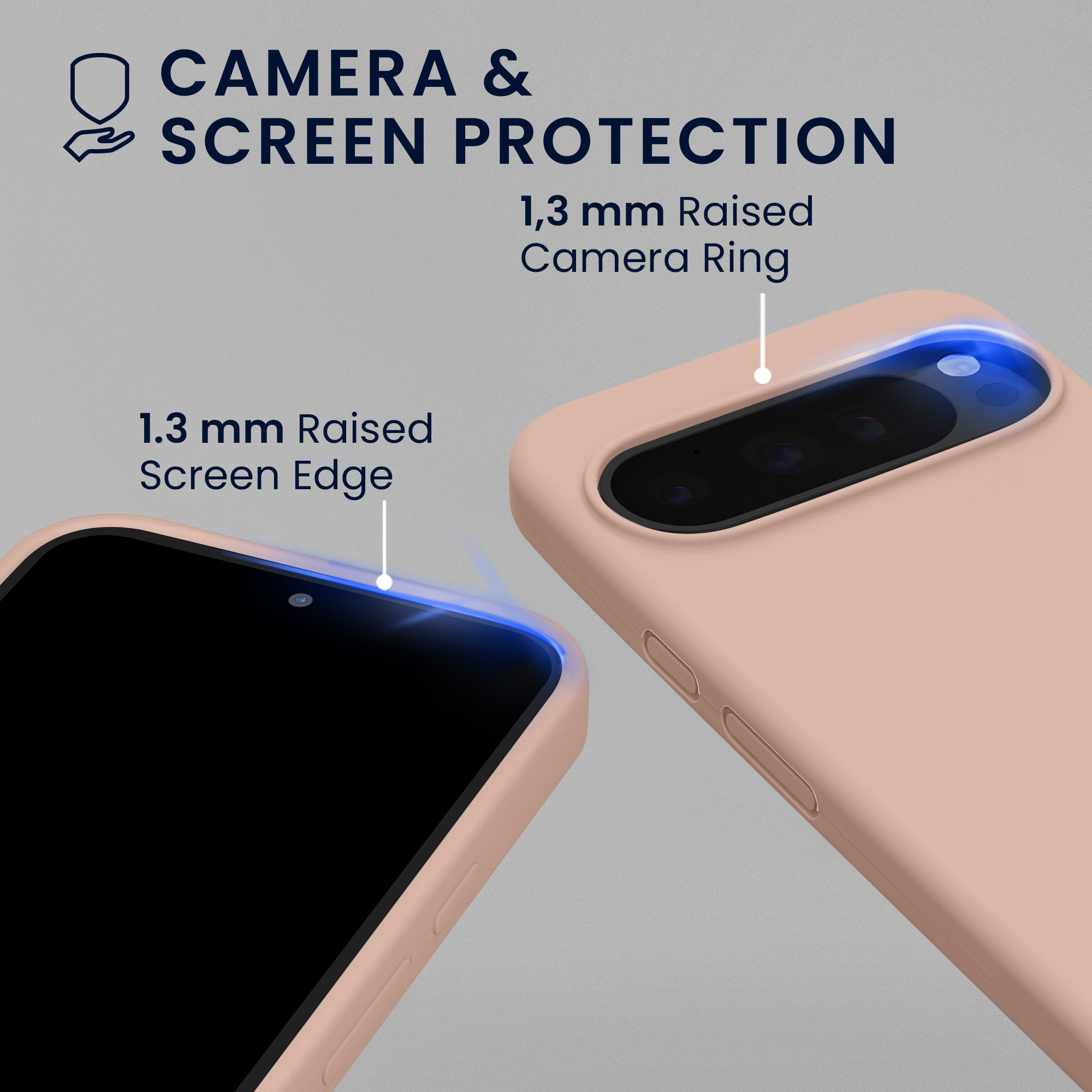 Pouzdro pro Google Pixel 9 / Pixel 9 Pro se 2 tvrzenými ochrannými skly kwmobile - matná starorůžová