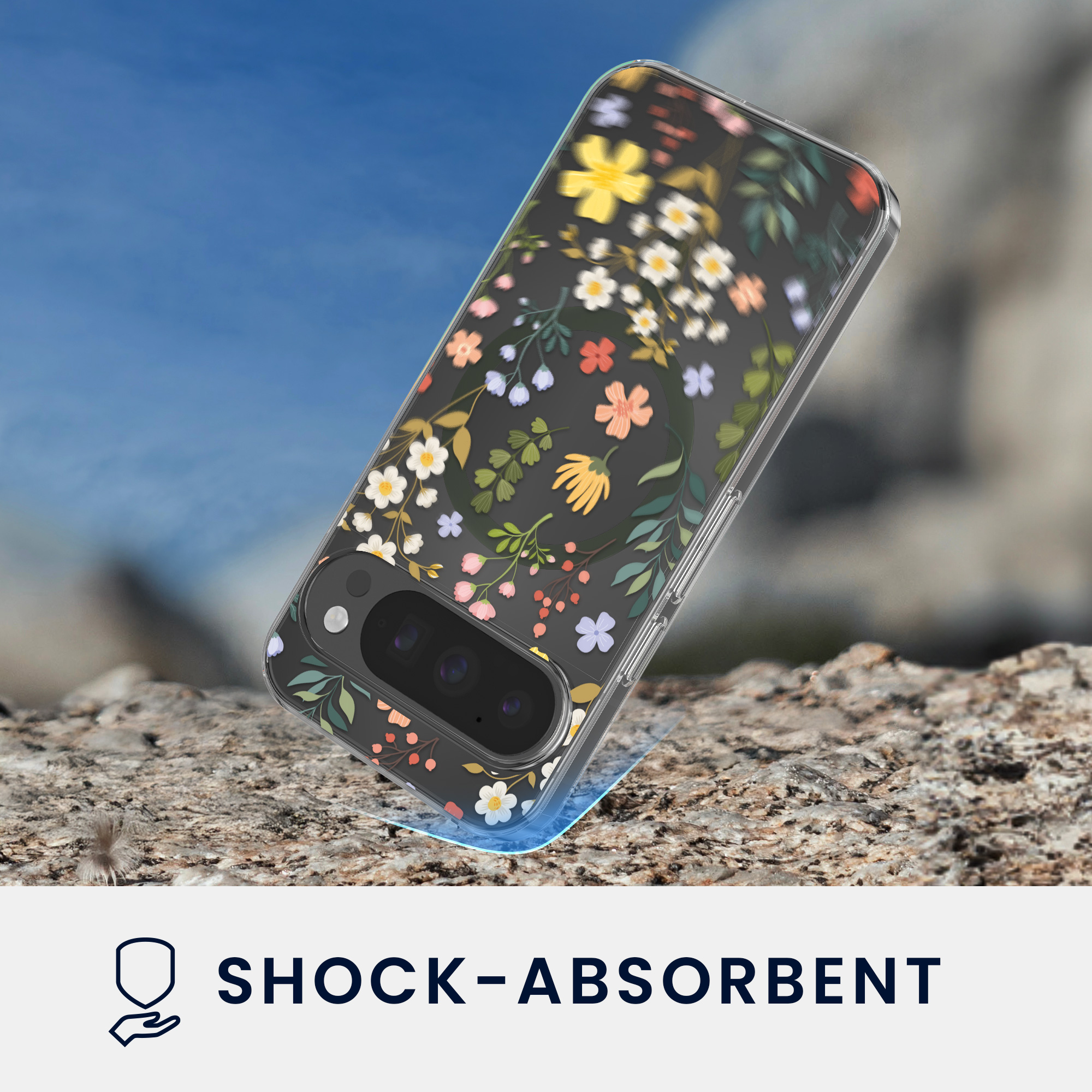 Čiré pouzdro na telefon pro Google Pixel 9 / Pixel 9 Pro kwmobile MagSafe TPU - motiv okouzlující květiny