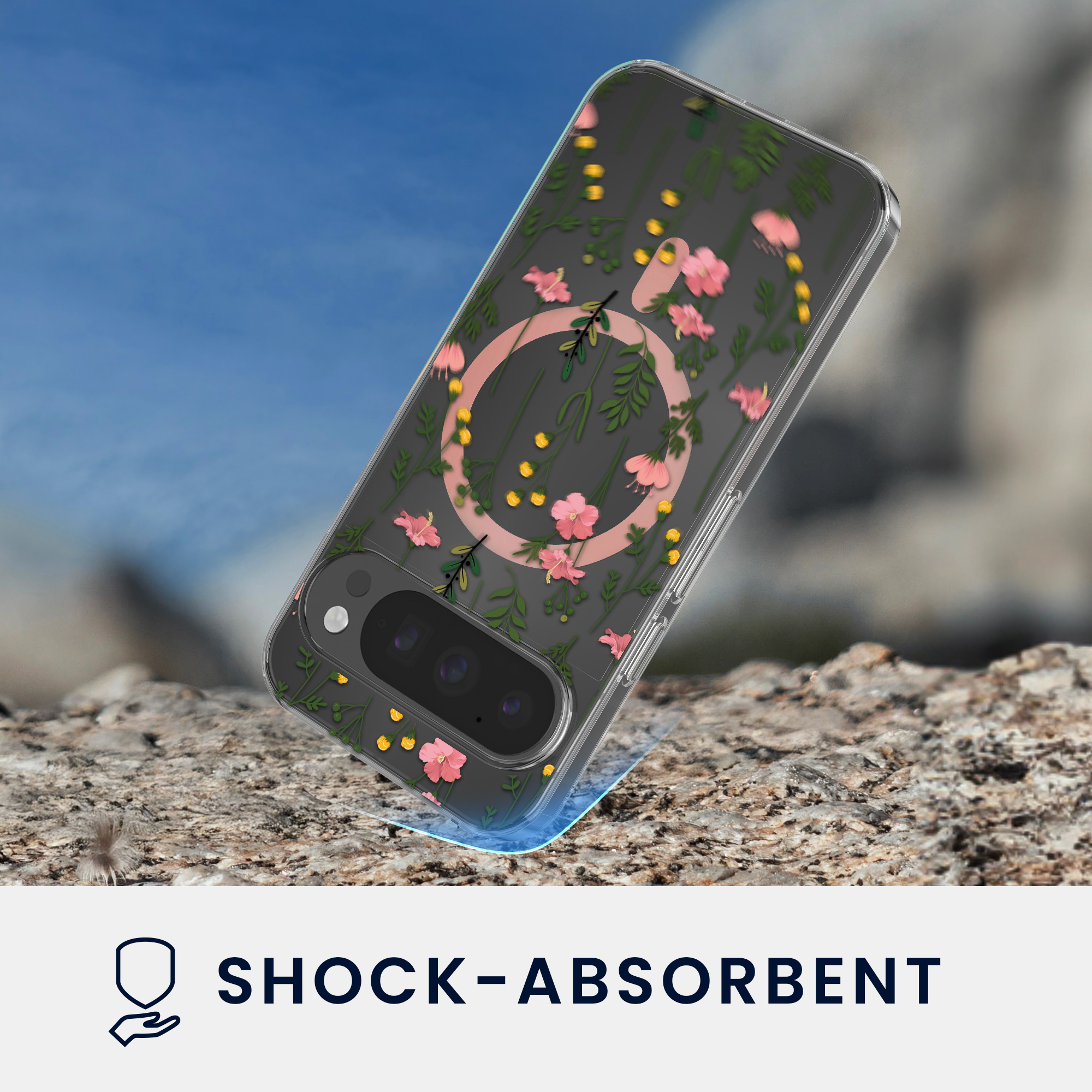 Čiré pouzdro na telefon pro Google Pixel 9 / Pixel 9 Pro kwmobile MagSafe TPU - motiv nenápadné polní květiny
