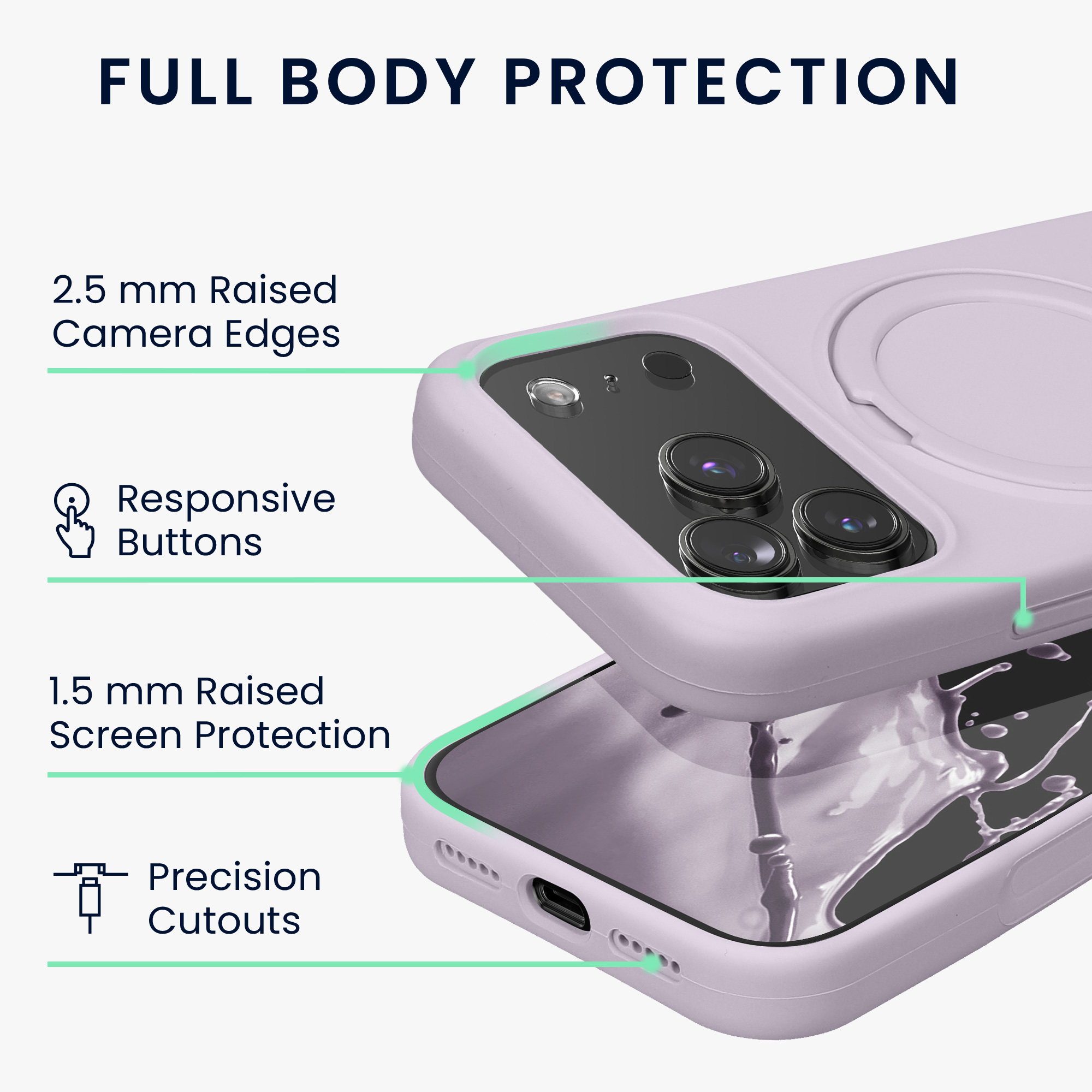 Pouzdro s kroužkovým stojánkem pro Apple iPhone 18 Pro / iPhone 17 Pro kwmobile MagSafe se stojánkem silikonové - levandulová