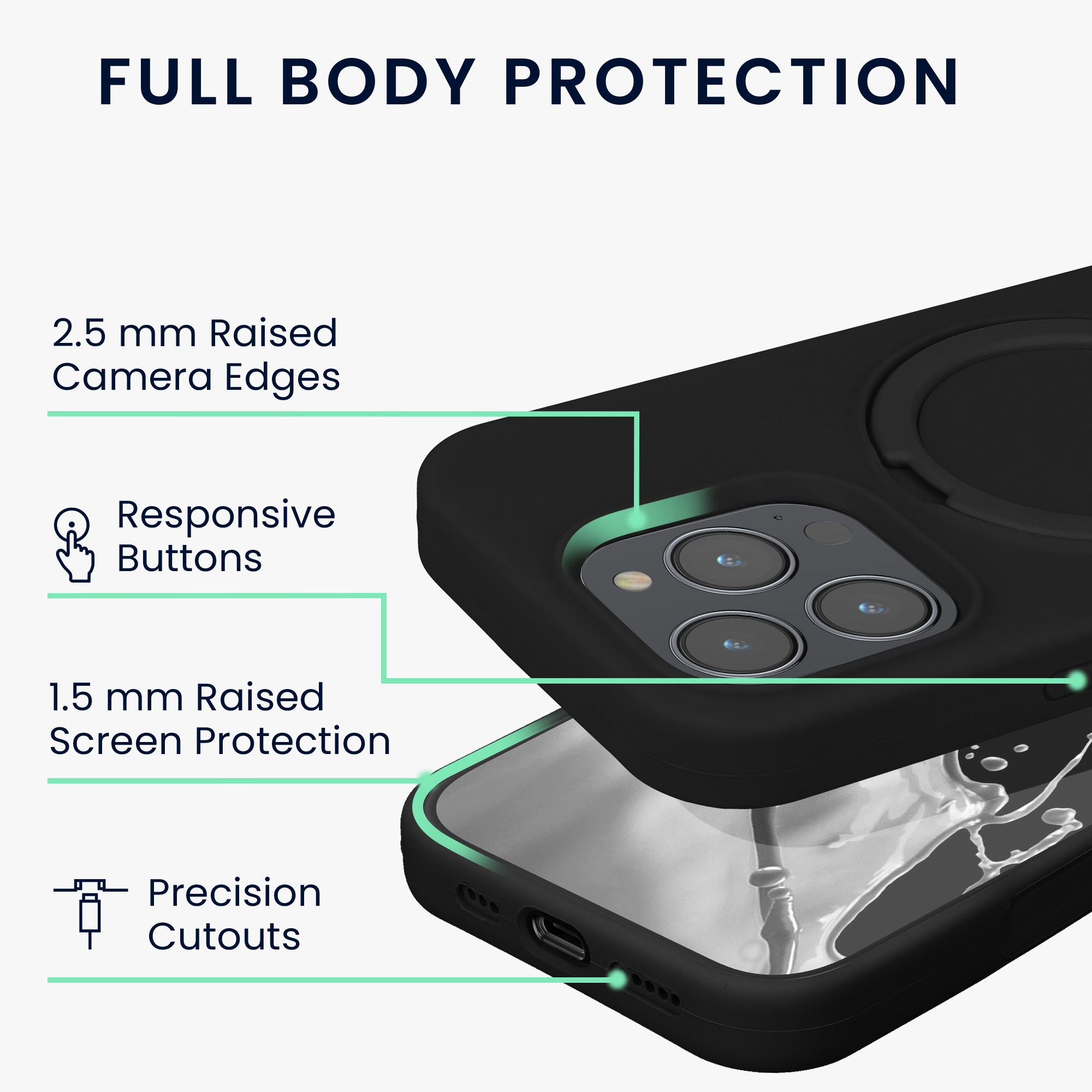 Pouzdro s kroužkovým stojánkem pro Apple iPhone 16 Pro kwmobile MagSafe se stojánkem silikonové - černá