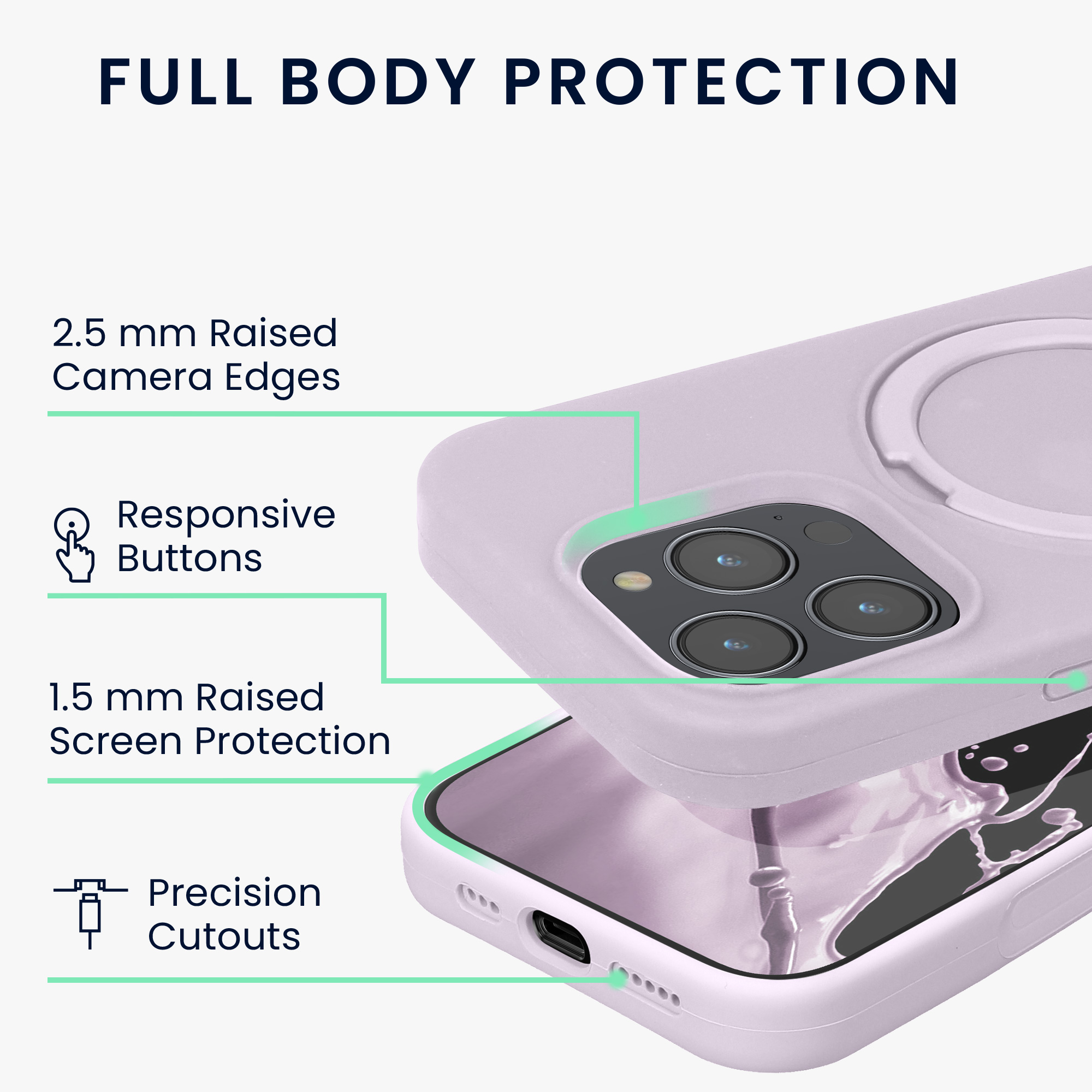 Pouzdro s kroužkovým stojánkem pro Apple iPhone 16 Pro kwmobile MagSafe se stojánkem silikonové - levandulová