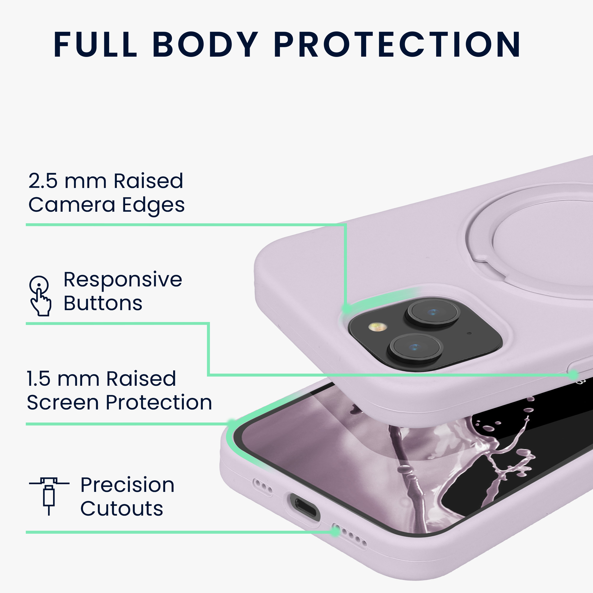 Kryt s MagSafe na mobil Apple iPhone 15, se stojánkem - kwmobile, levandulový