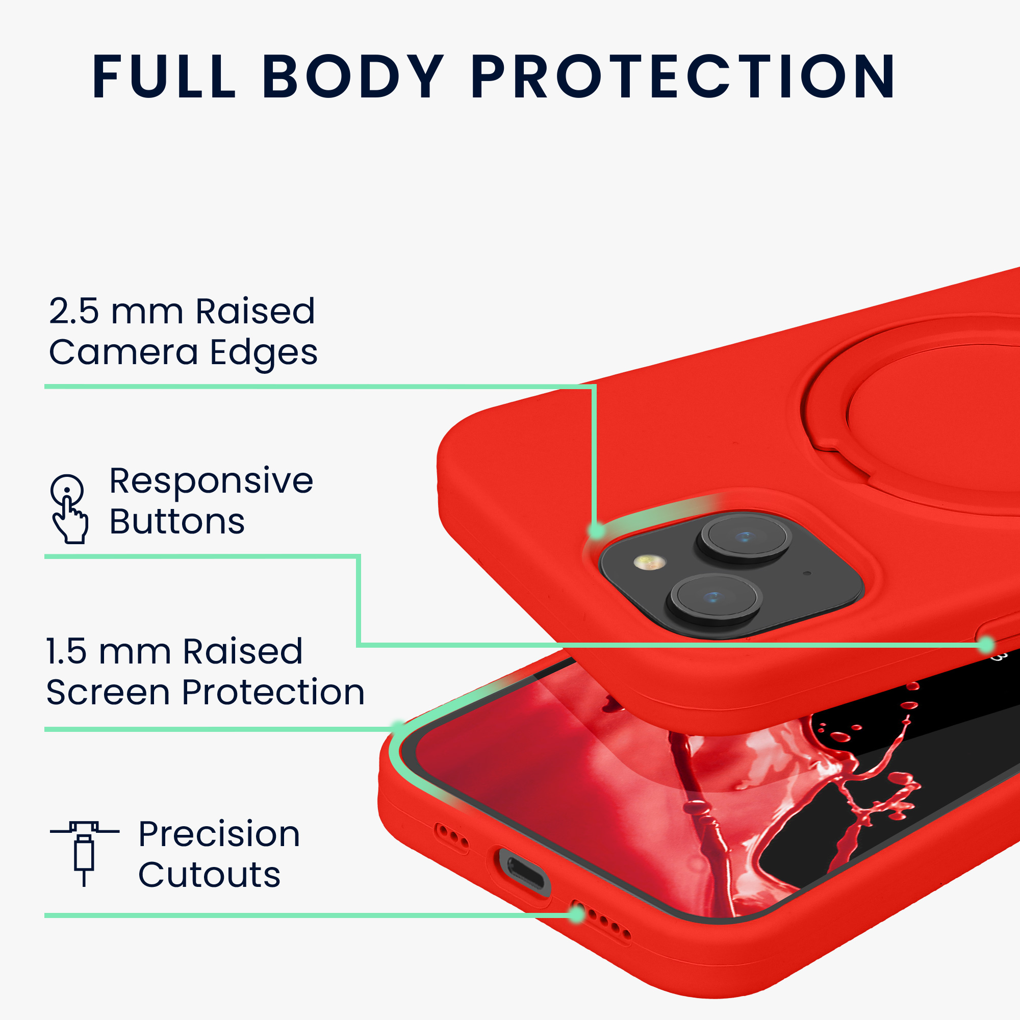 Pouzdro s kroužkovým stojánkem pro Apple iPhone 15 kwmobile MagSafe se stojánkem silikonové - červená