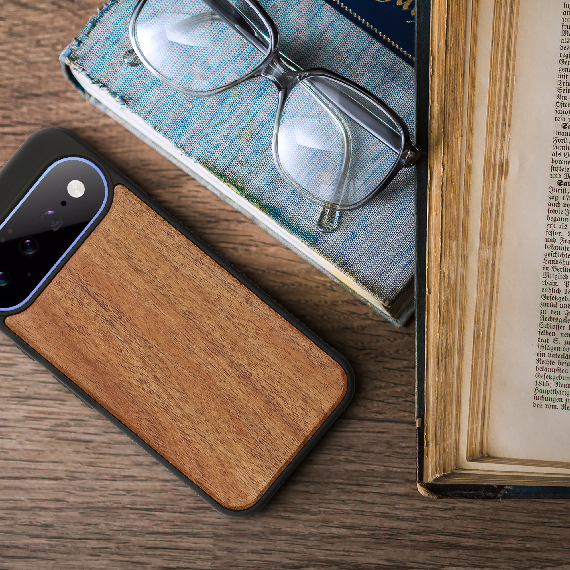 Dřevěné pouzdro pro Google Pixel 11 kwmobile - tvrdý obal vintage hnědá / hnědá