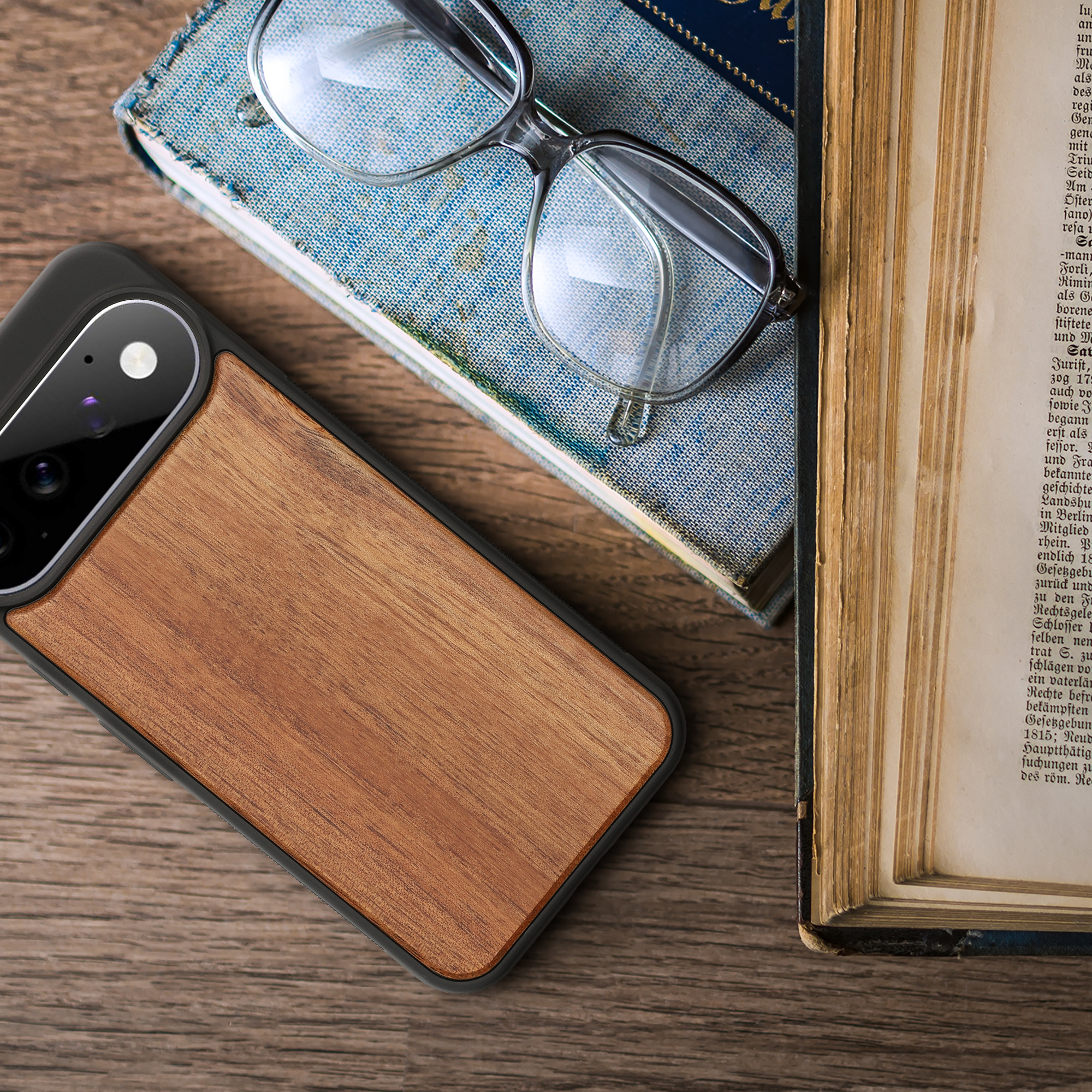Dřevěné pouzdro pro Google Pixel 11 Pro XL kwmobile - tvrdý obal vintage hnědá / hnědá