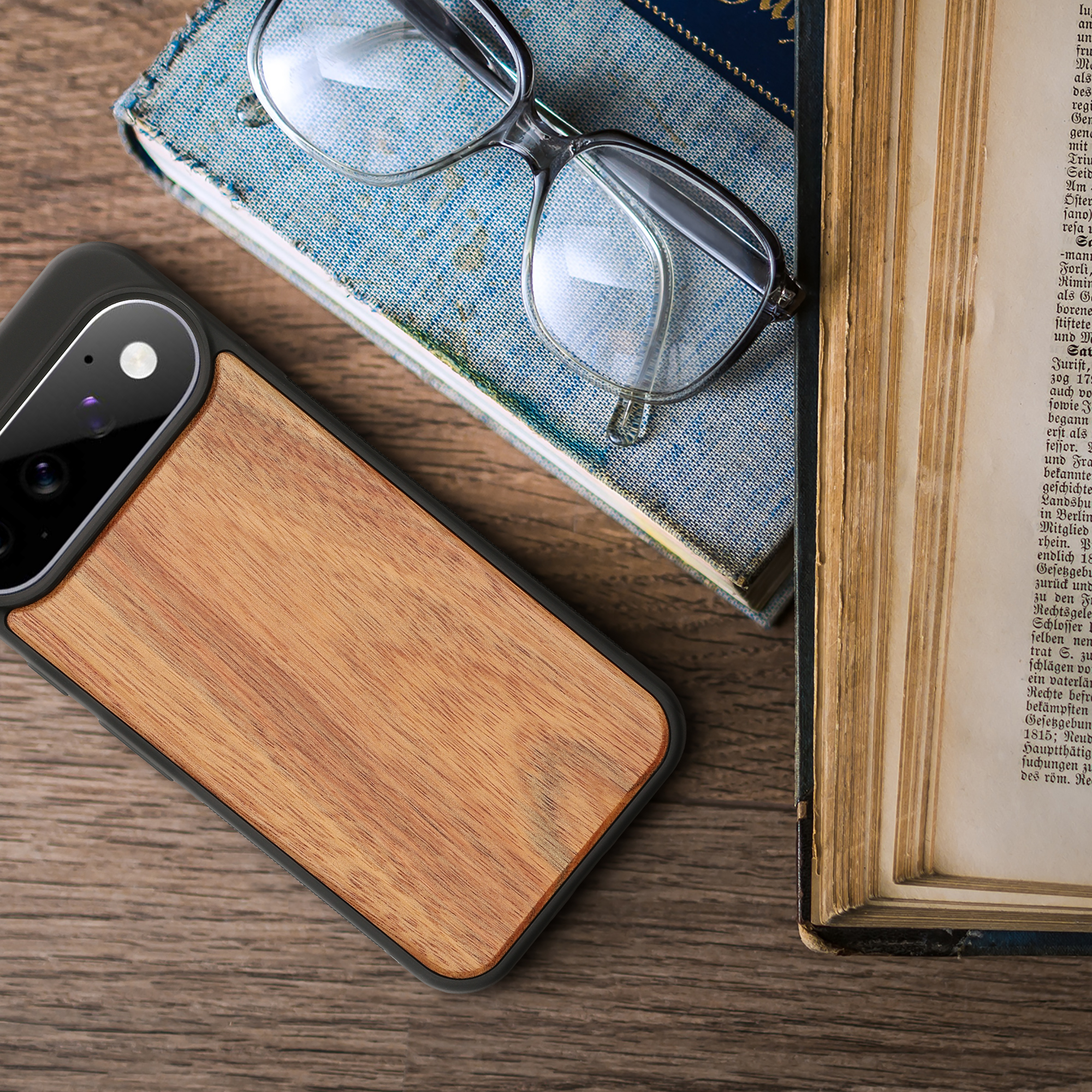 Dřevěné pouzdro pro Google Pixel 11 Pro kwmobile - tvrdý obal vintage hnědá / hnědá