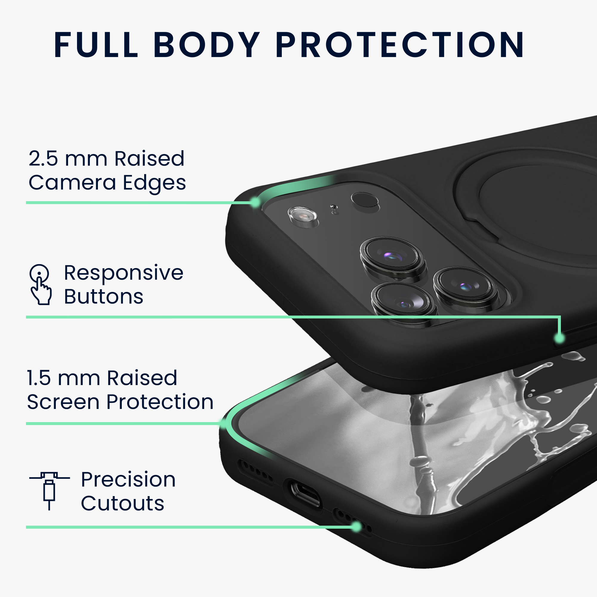 Silikonový kryt pro Apple iPhone 18 Pro Max / 17 Pro Max MagSafe s kroužkovým stojánkem a podšívkou z mikrovlákna kwmobile ‑ černá