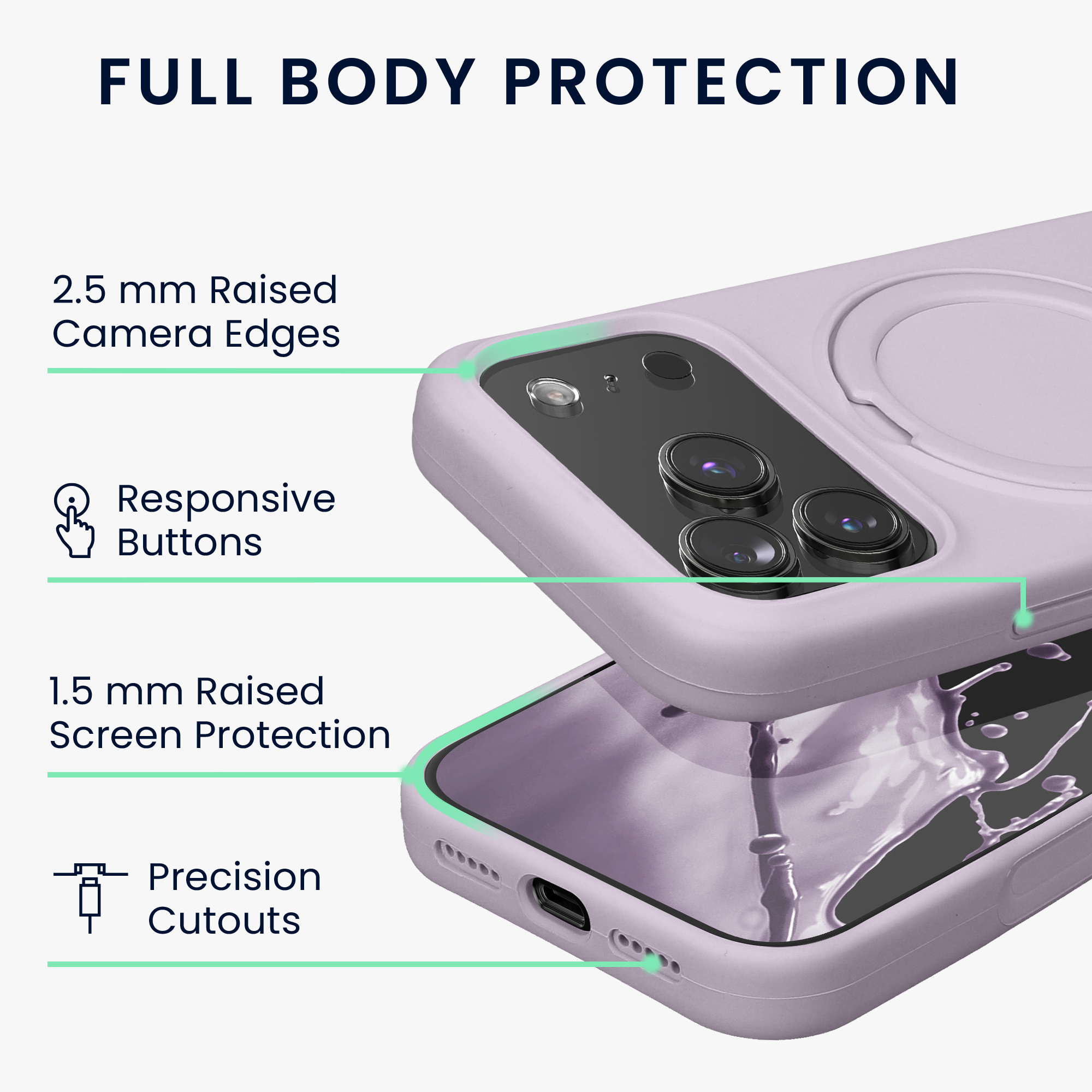Silikonový kryt pro Apple iPhone 18 Pro Max / 17 Pro Max MagSafe s kroužkovým stojánkem a podšívkou z mikrovlákna kwmobile ‑ levandulová