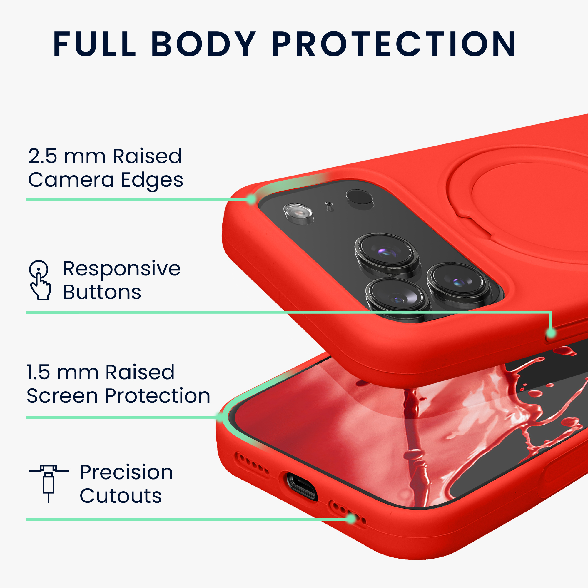 Silikonový kryt pro Apple iPhone 18 Pro Max / 17 Pro Max MagSafe s kroužkovým stojánkem kwmobile ‑ červená
