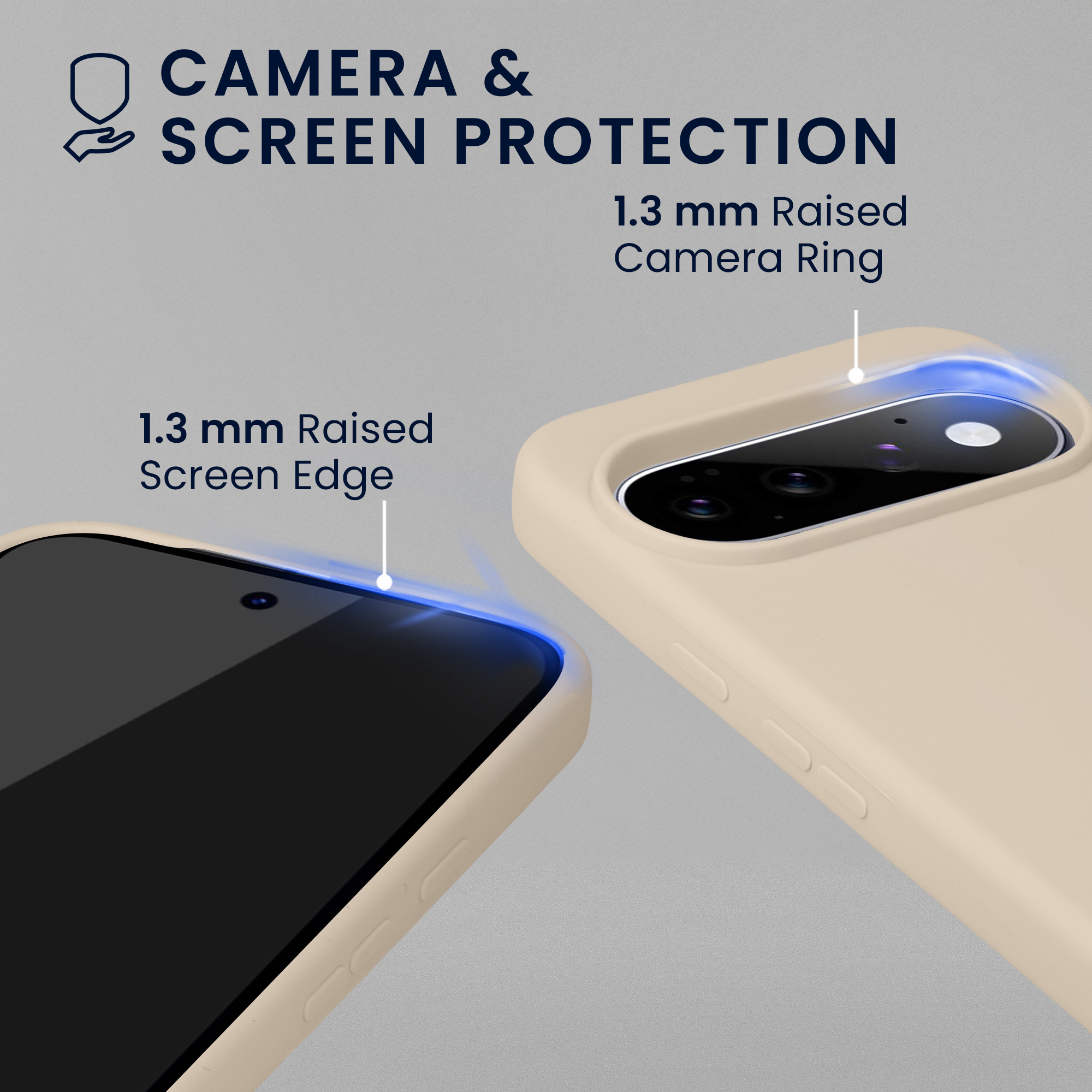 Pouzdro pro Google Pixel 11 Pro XL se 2 tvrzenými ochrannými skly kwmobile - matná krémová
