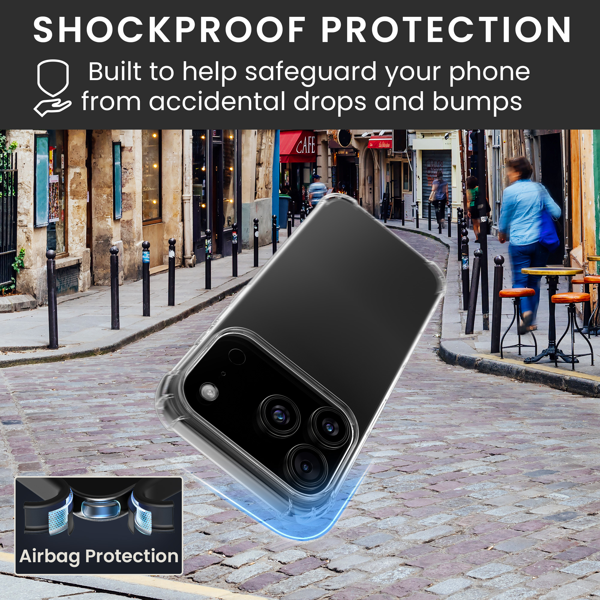 Čirý TPU kryt pro Apple iPhone 18 Pro Max / 17 Pro Max + 2 tvrzená ochranná skla na displej kwmobile ‑ čirá