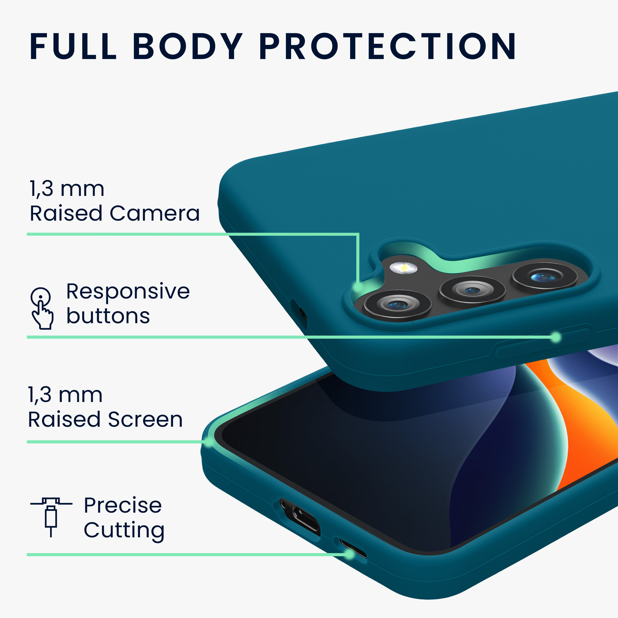 Matný silikonový kryt pro Samsung Galaxy S24, nárazuvzdorný, pro bezdrátové nabíjení kwmobile ‑ matná petrolejová