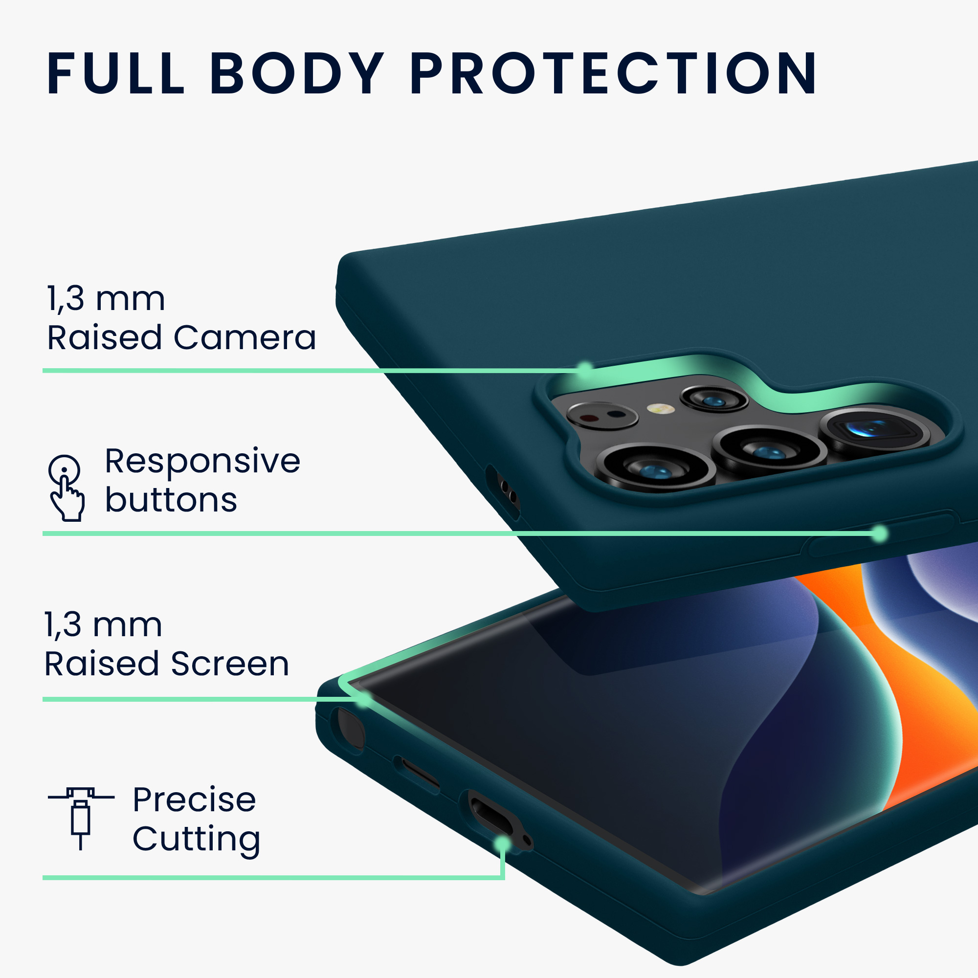 Pouzdro pro Samsung Galaxy S24 Ultra kwmobile silikonové - matná petrolejová