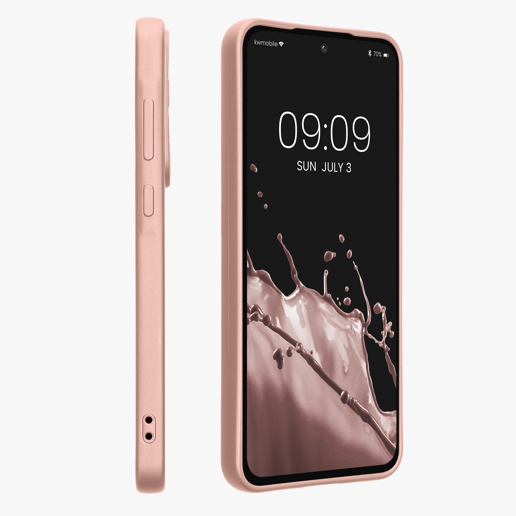 Kryt na mobil Samsung Galaxy A55 5G kwmobile TPU metalický Metalická růžová zlatá