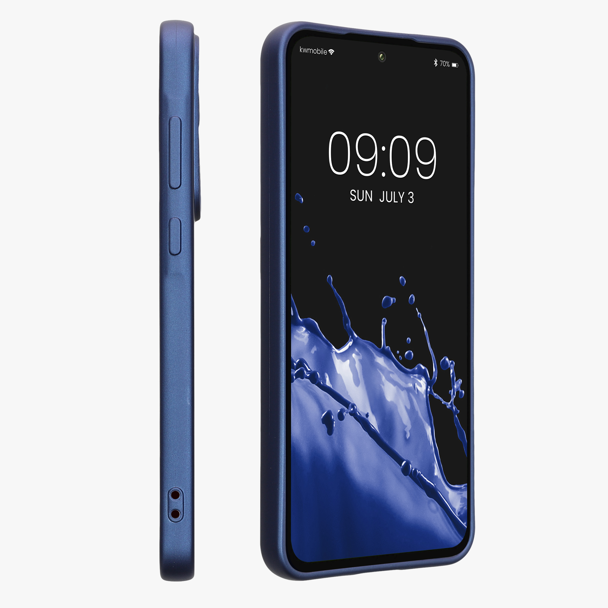 Kryt na mobil Samsung Galaxy A55 5G kwmobile TPU metalický Metalická modrá