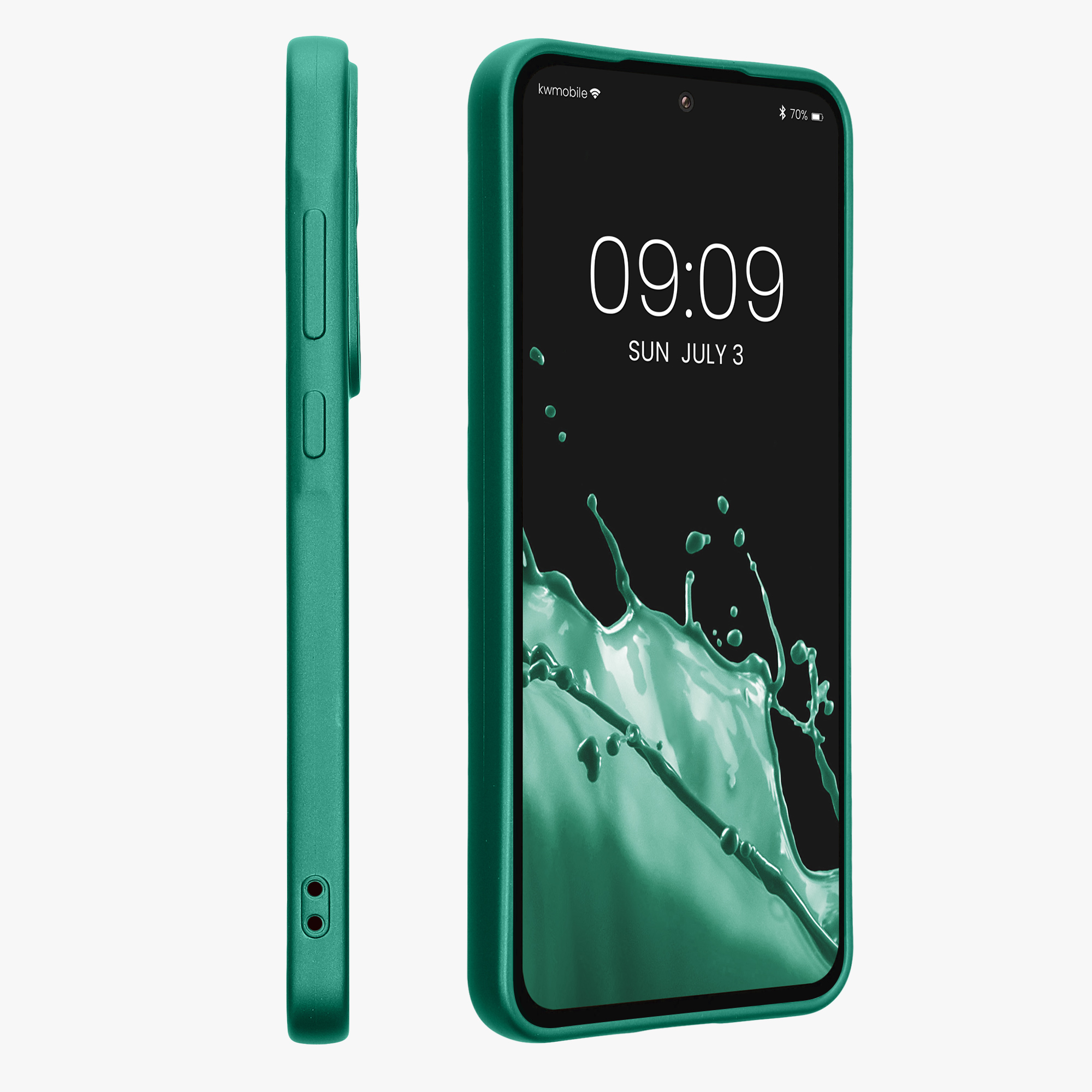 Kryt na mobil Samsung Galaxy A55 5G kwmobile TPU metalický Tmavě metalická zelená
