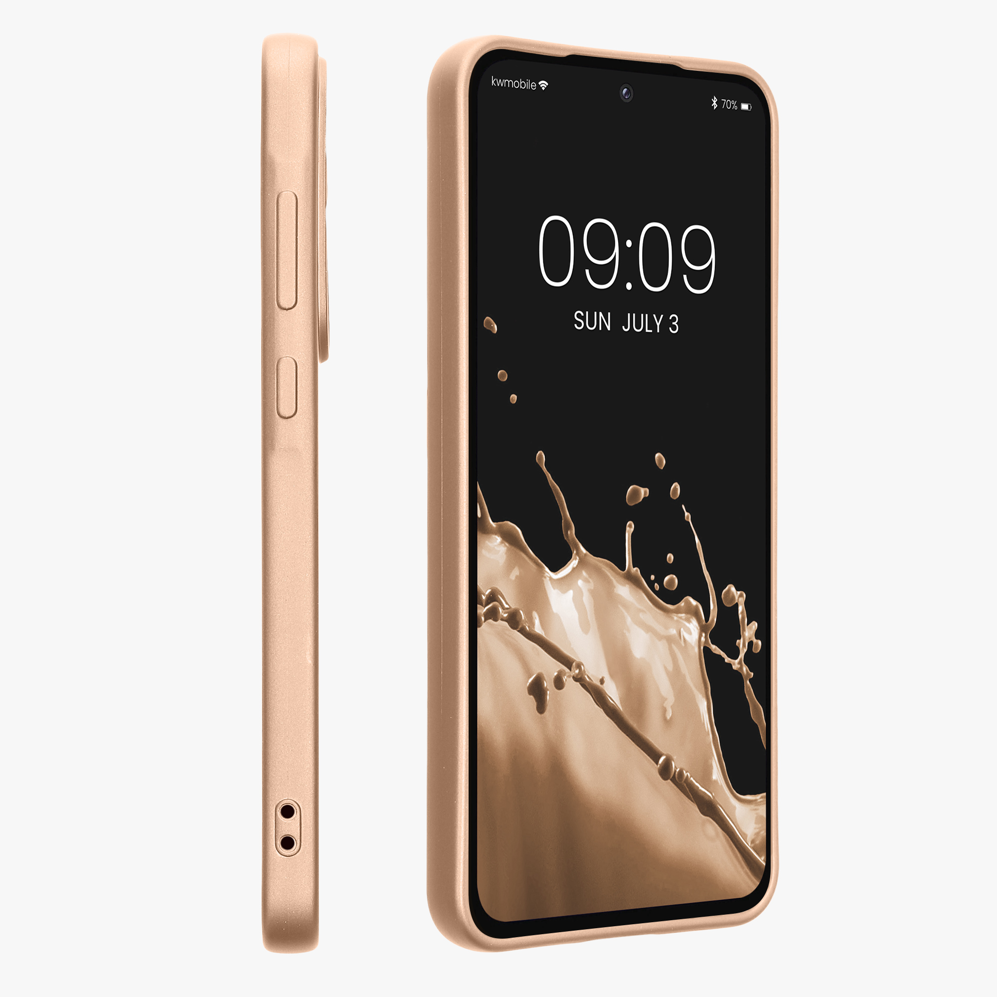 Pouzdro pro Samsung Galaxy A55 5G kwmobile tenké metalické silikonové - metalický zlatá
