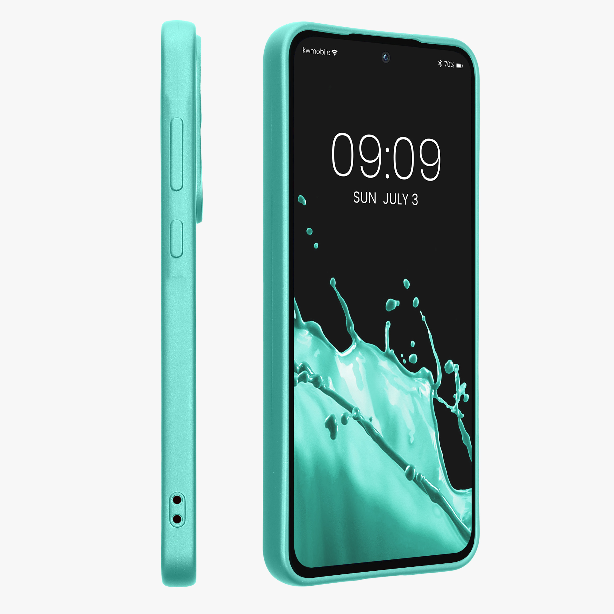 Kryt na mobil Samsung Galaxy A55 5G kwmobile TPU metalický Metalická tyrkysová