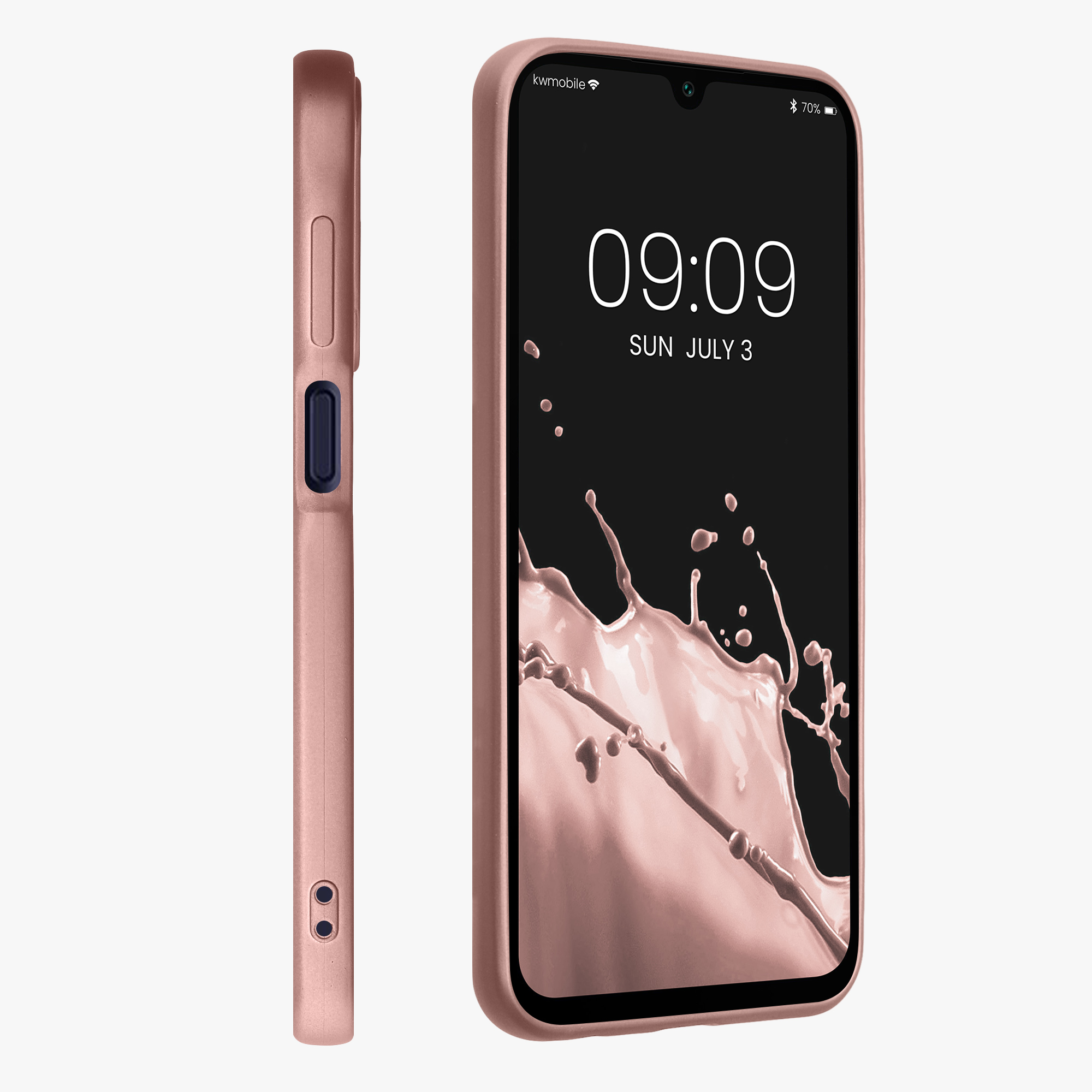 Kryt na mobil Samsung Galaxy A15 5G kwmobile TPU metalický Metalická růžová zlatá
