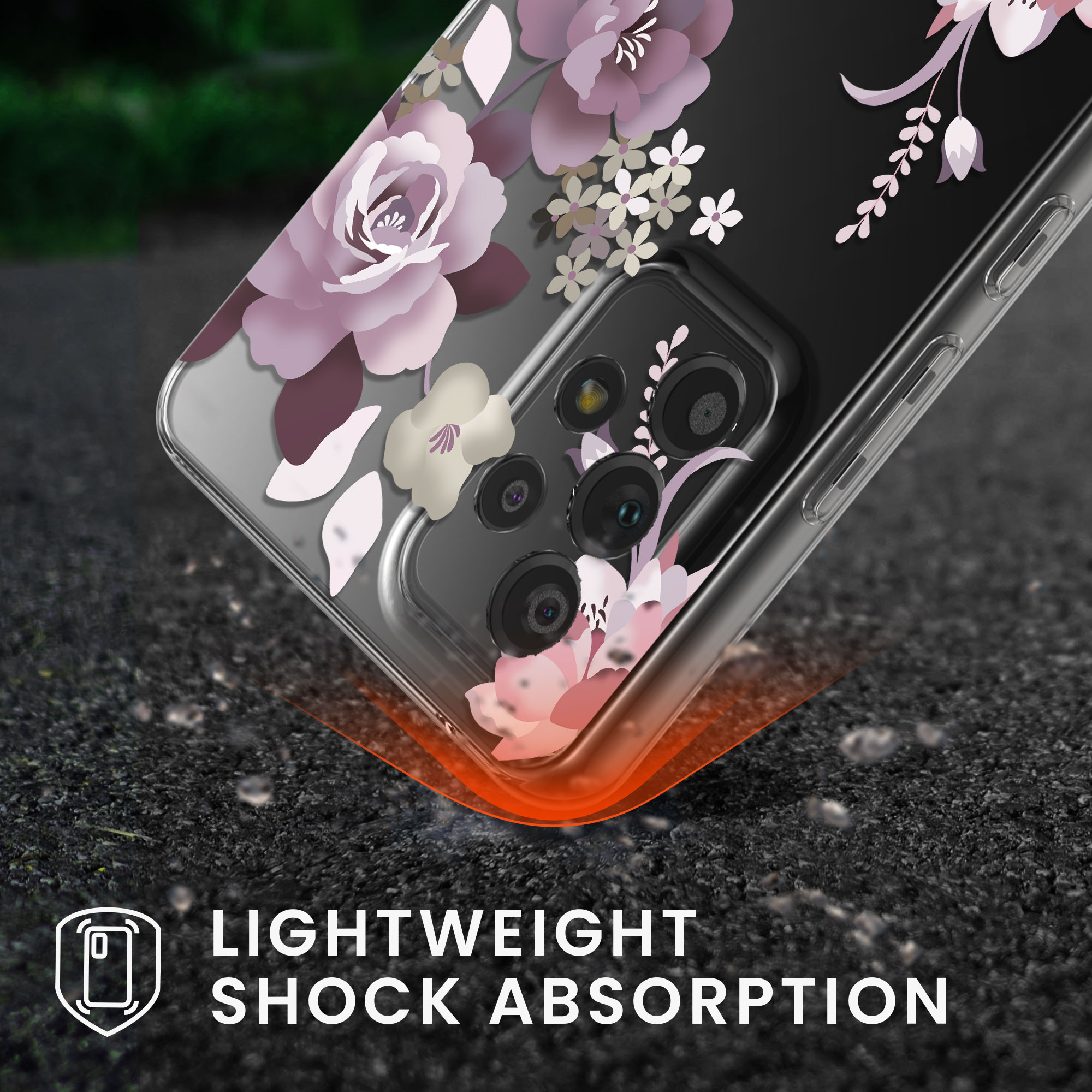 Průhledný kryt na mobil Samsung Galaxy A53 5G kwmobile motiv Flower Bouquets Flower Bouquets - pastelová fialová / transparentní