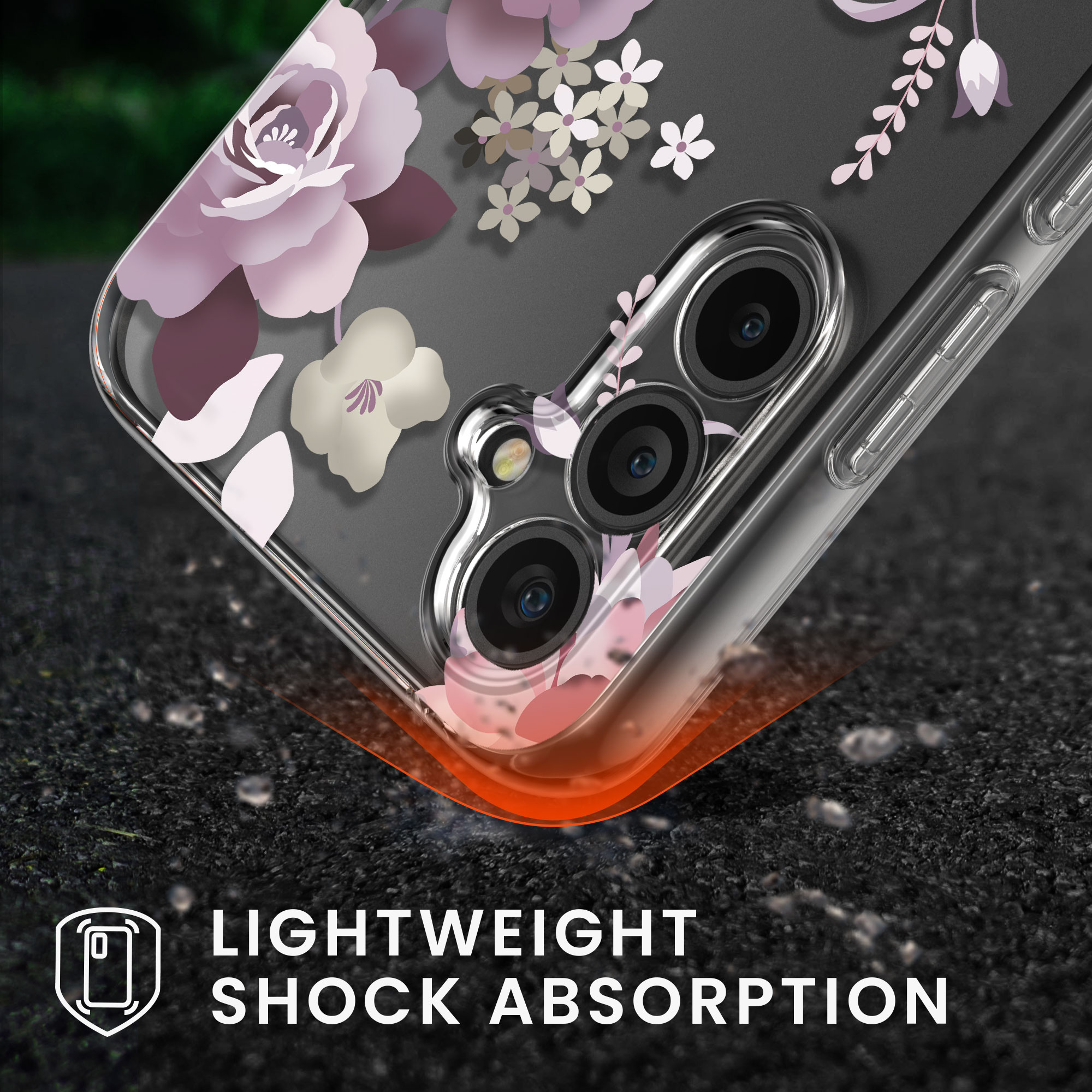 Průhledný kryt na mobil Samsung Galaxy A54 5G kwmobile motiv Flower Bouquets Flower Bouquets - pastelová fialová / transparentní