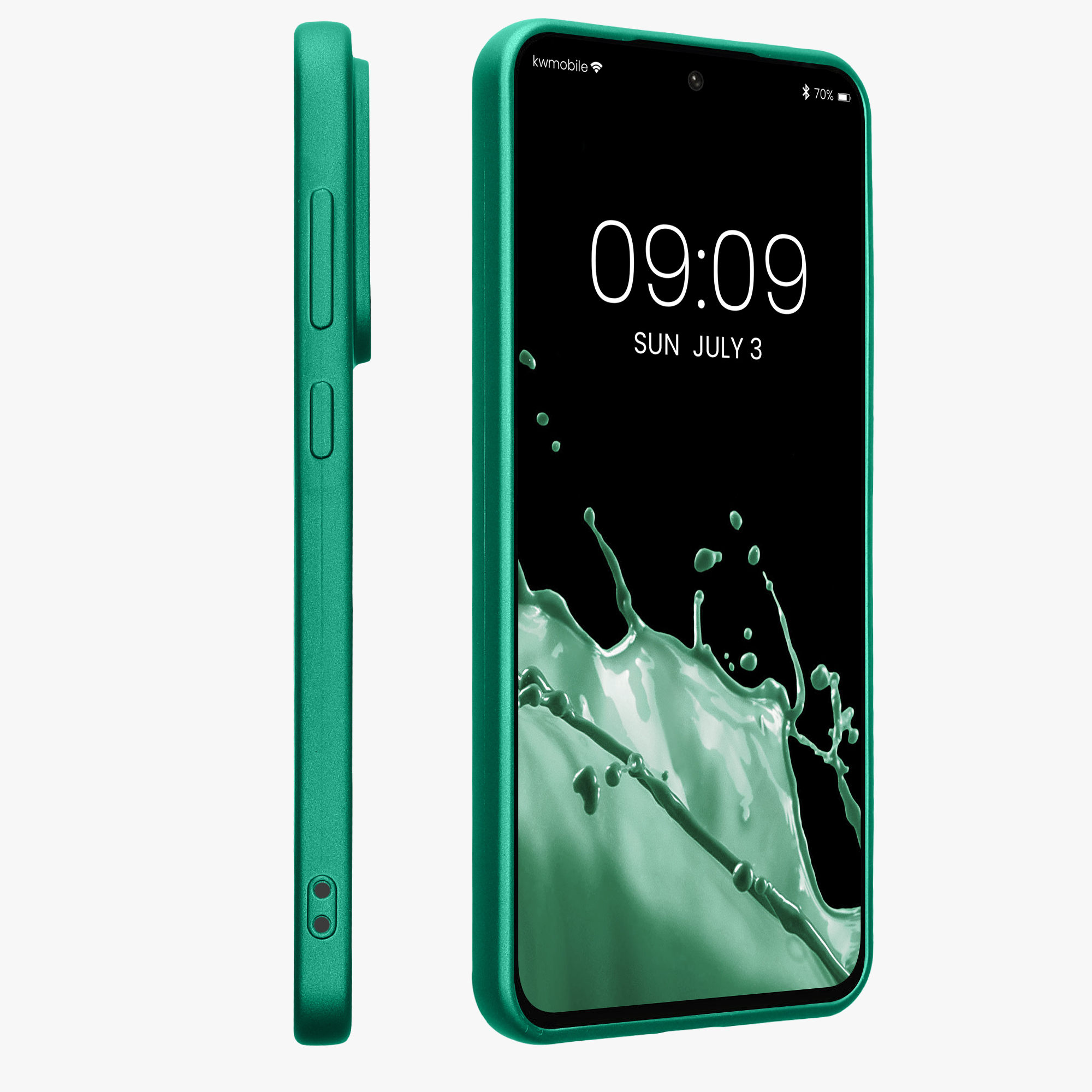 Kryt na mobil Samsung Galaxy A56 5G kwmobile TPU metalický Tmavě metalická zelená