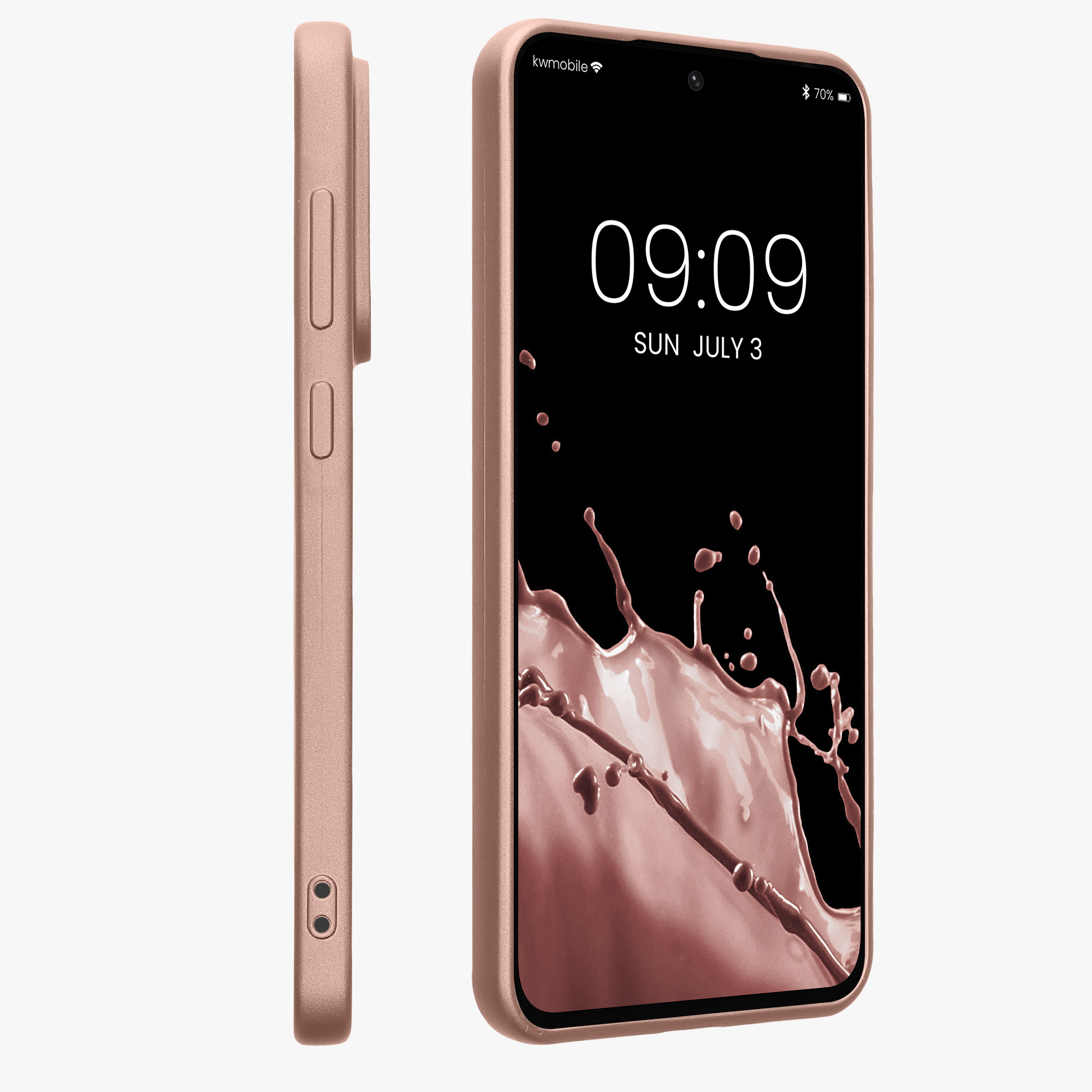 Kryt na mobil Samsung Galaxy A36 5G kwmobile TPU metalický Metalická růžová zlatá