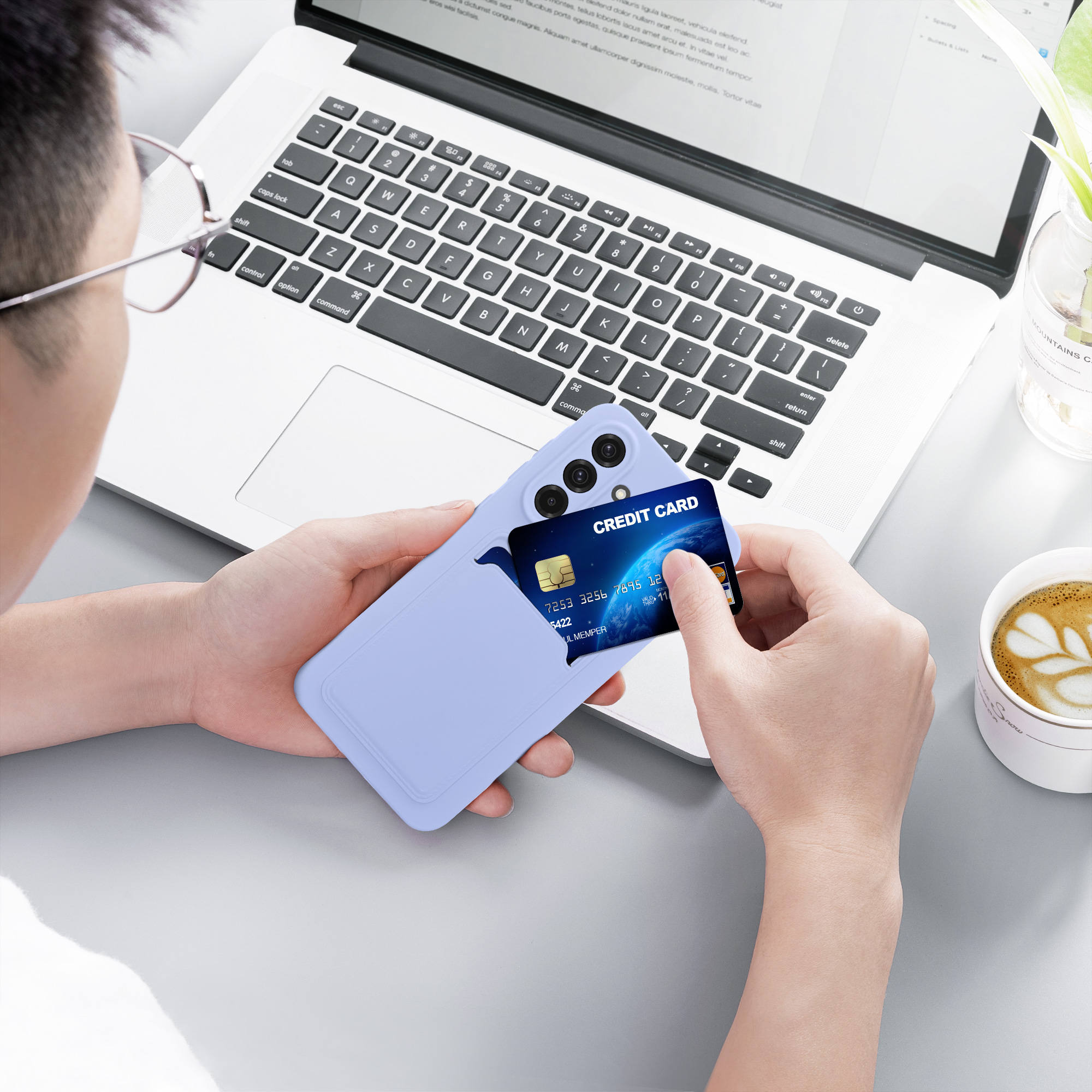 Pouzdro pro Samsung Galaxy A56 5G s přihrádkou na kartu kwmobile kapsa na kartu TPU - levandulová