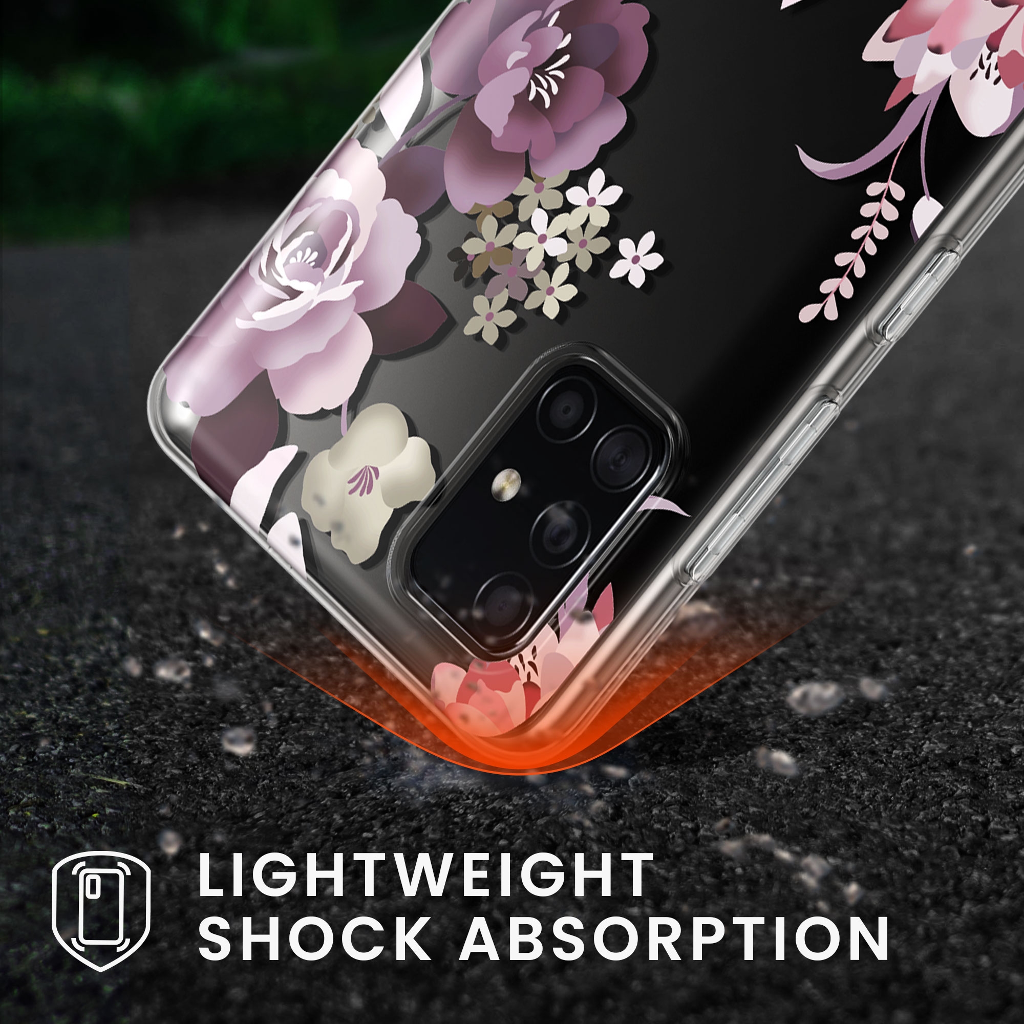 Průhledný kryt na mobil Samsung Galaxy A51 kwmobile motiv Flower Bouquets Flower Bouquets - pastelová fialová / transparentní
