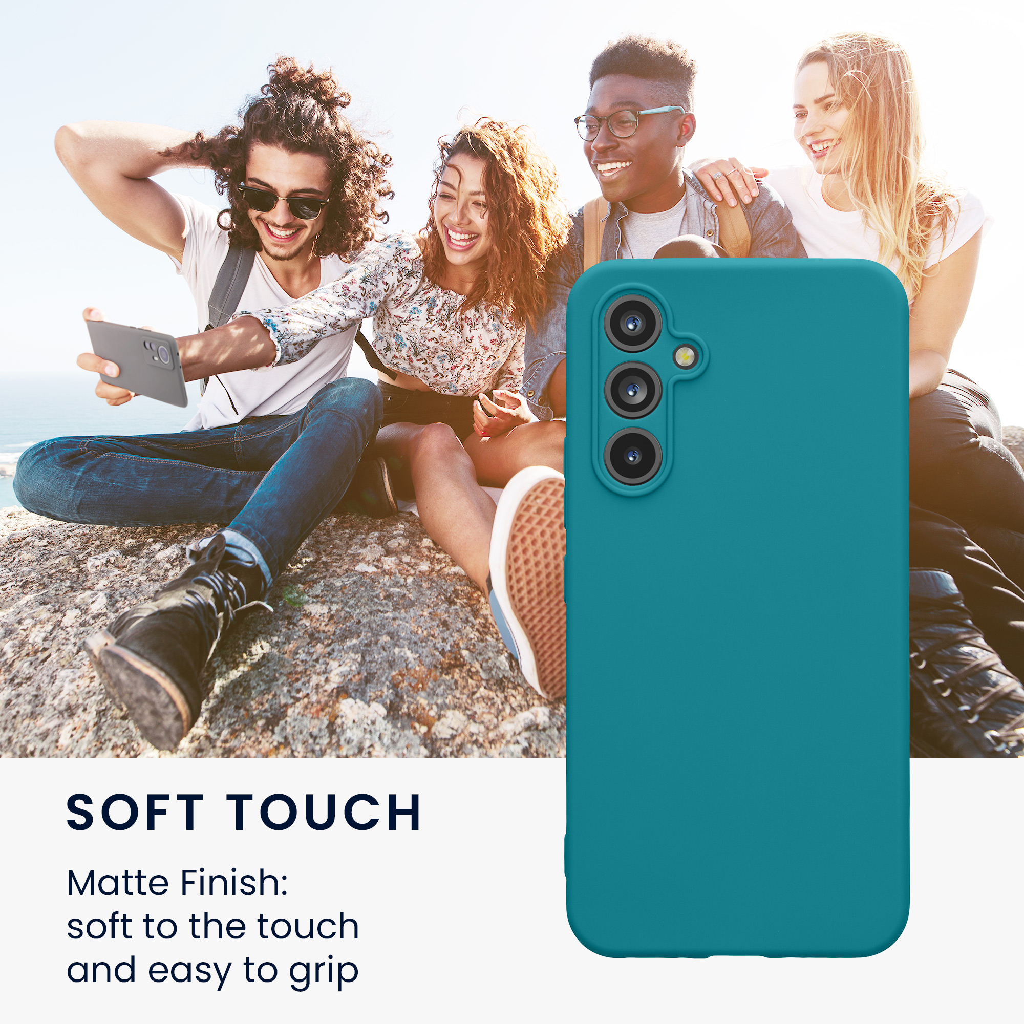 Kryt na mobil Samsung Galaxy A54 5G kwmobile slim matný TPU Matná petrolejová