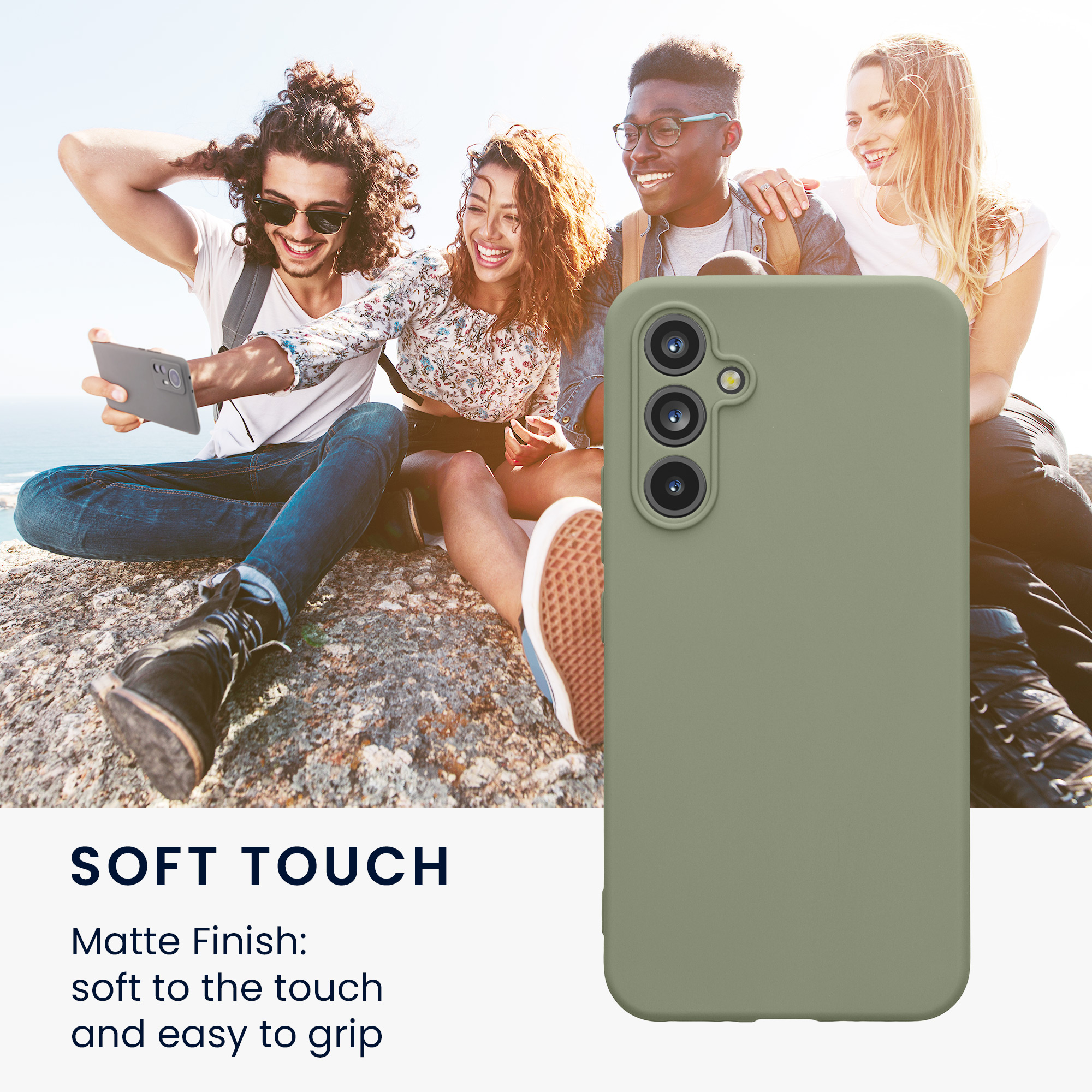 Kryt na mobil Samsung Galaxy A54 5G kwmobile slim matný TPU Šedo-zelená