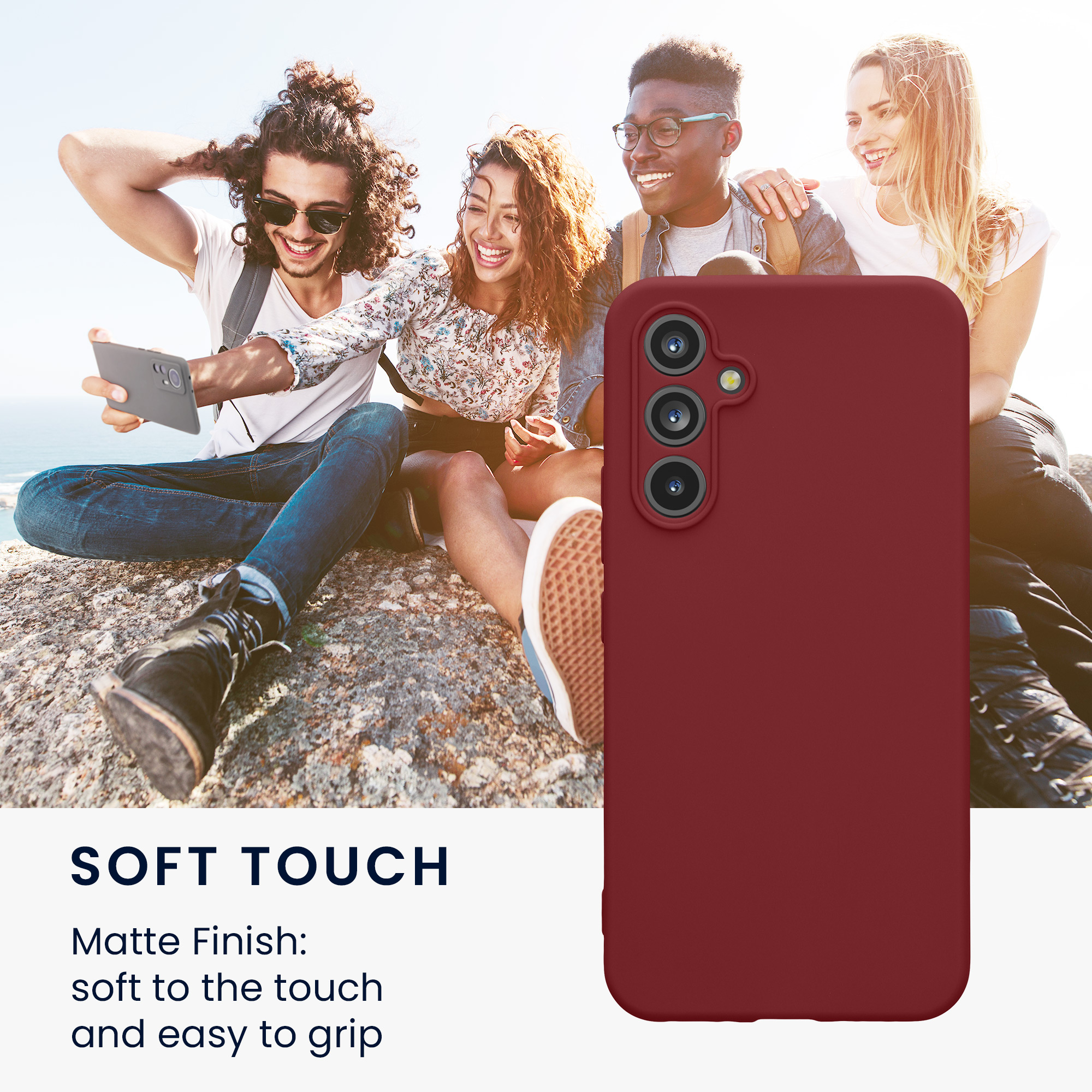 Kryt na mobil Samsung Galaxy A54 5G kwmobile slim matný TPU Bordeaux fialová