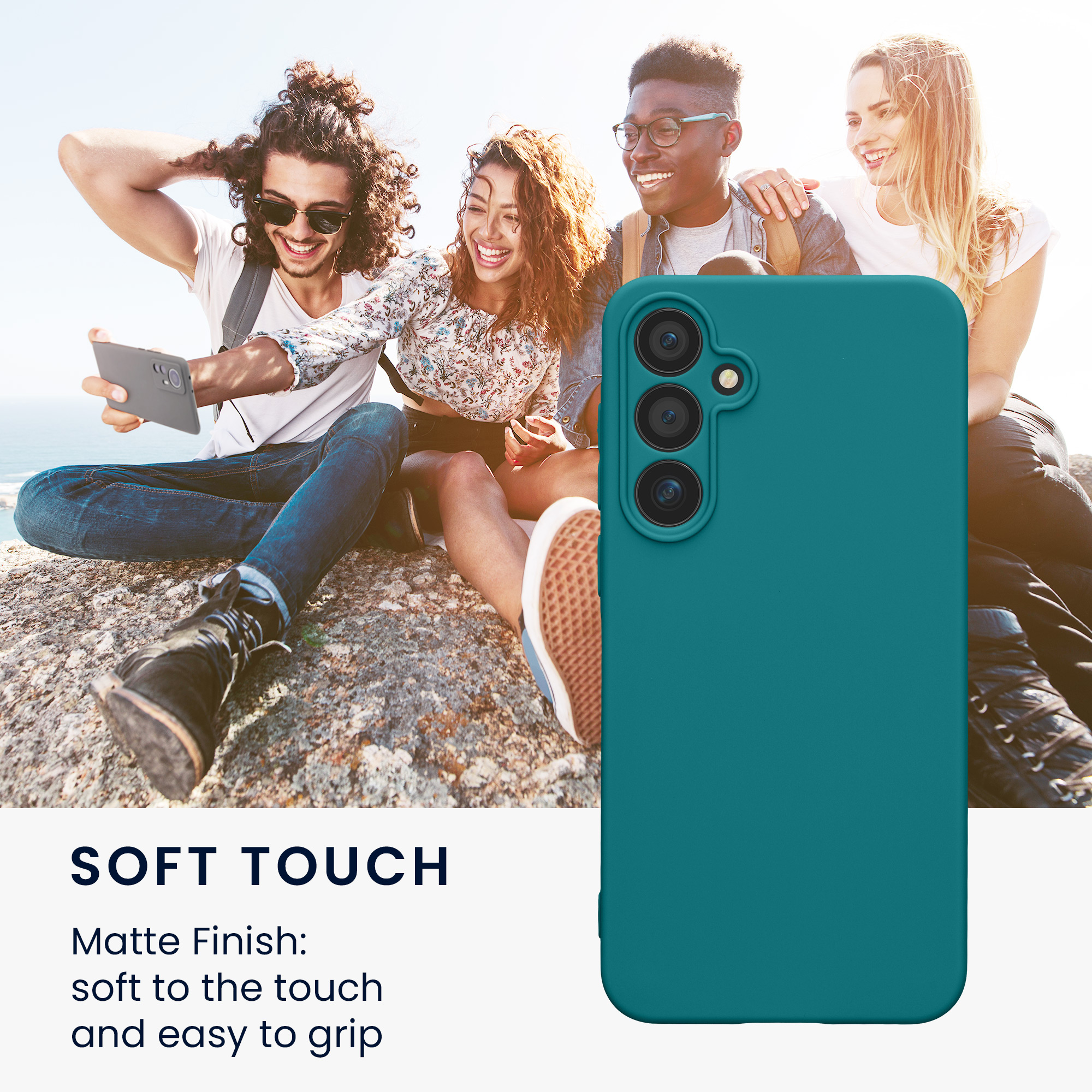 Kryt na mobil Samsung Galaxy A55 5G kwmobile slim matný TPU Matná petrolejová