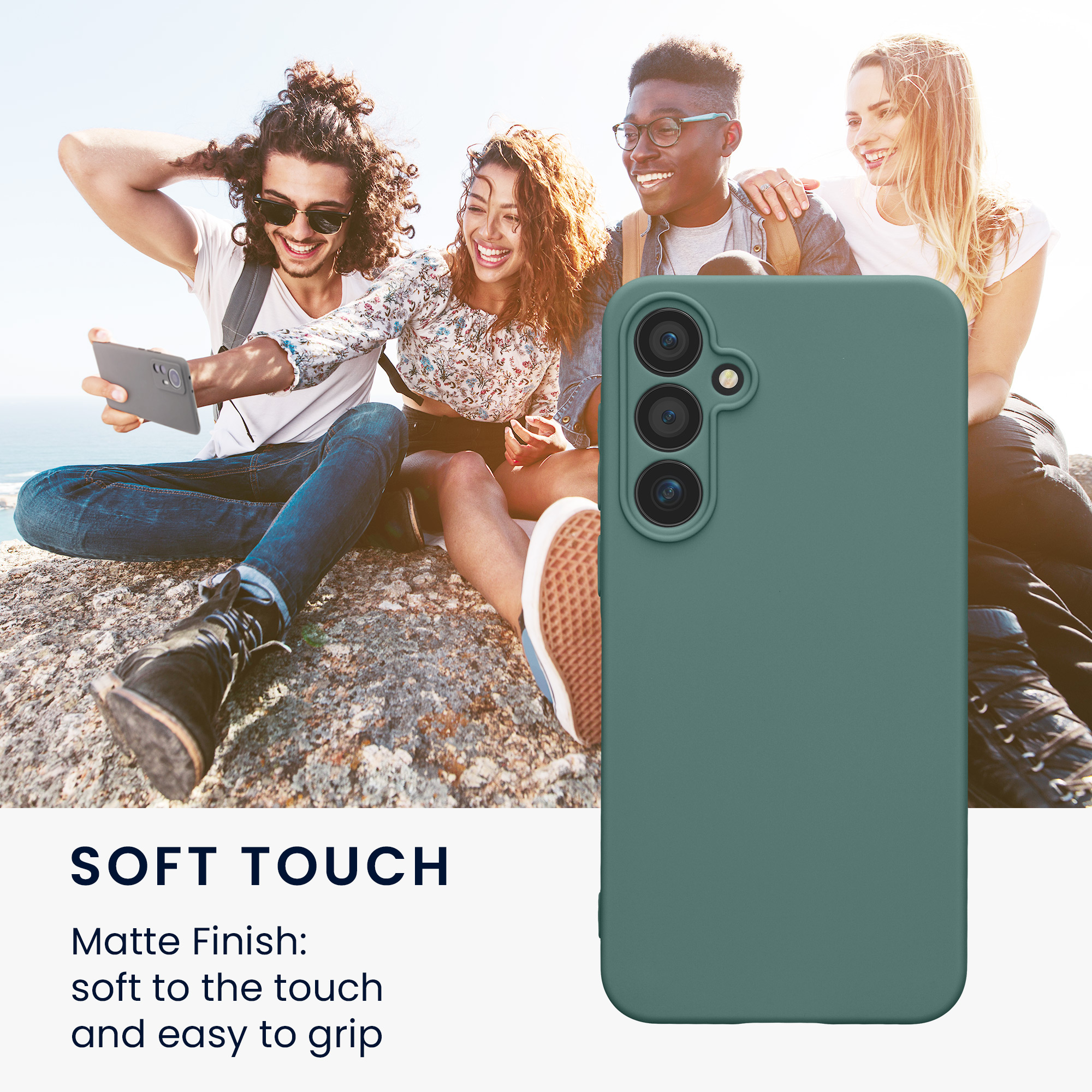 Kryt na mobil Samsung Galaxy A55 5G kwmobile slim matný TPU Modro-zelená