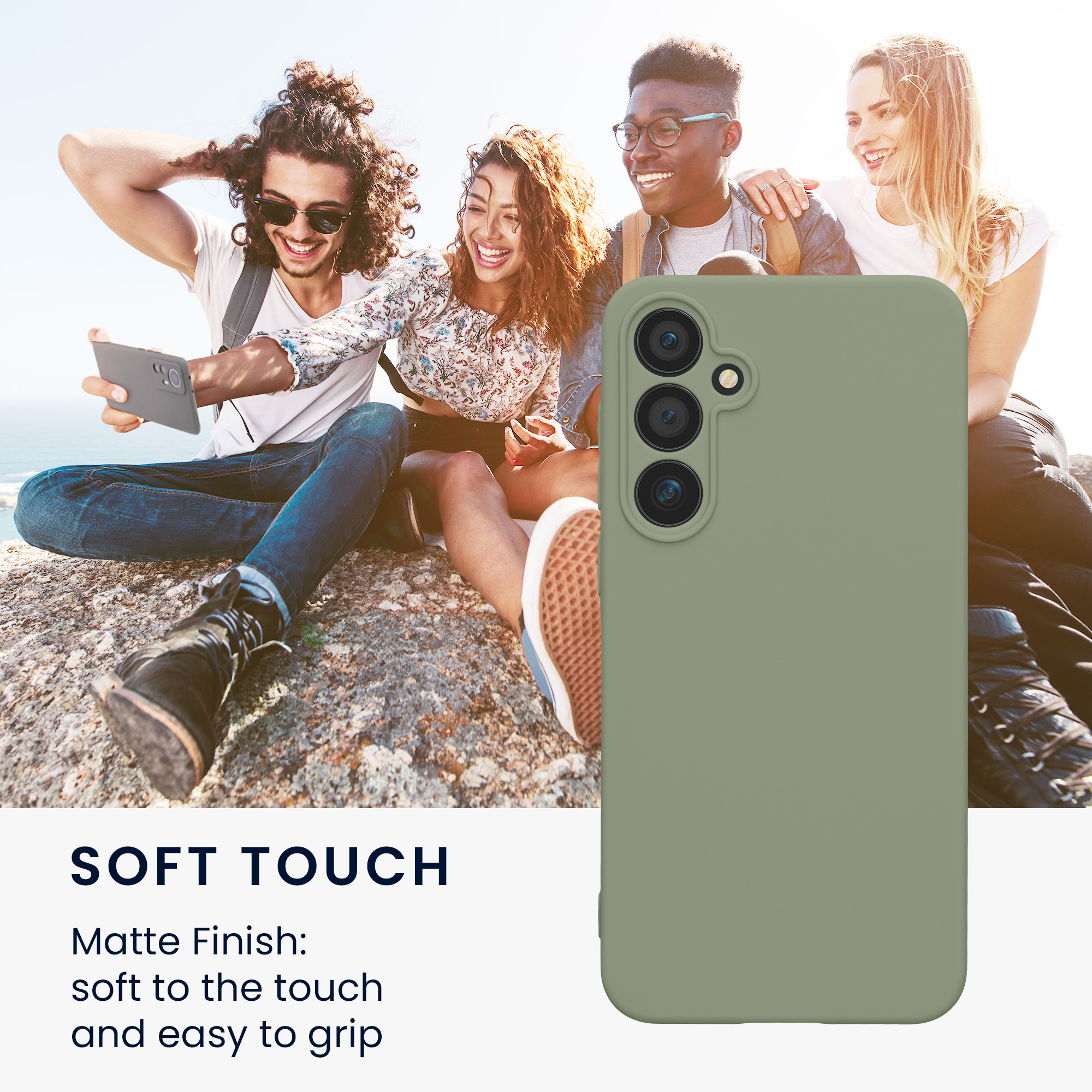 Kryt na mobil Samsung Galaxy A55 5G kwmobile slim matný TPU Šedo-zelená